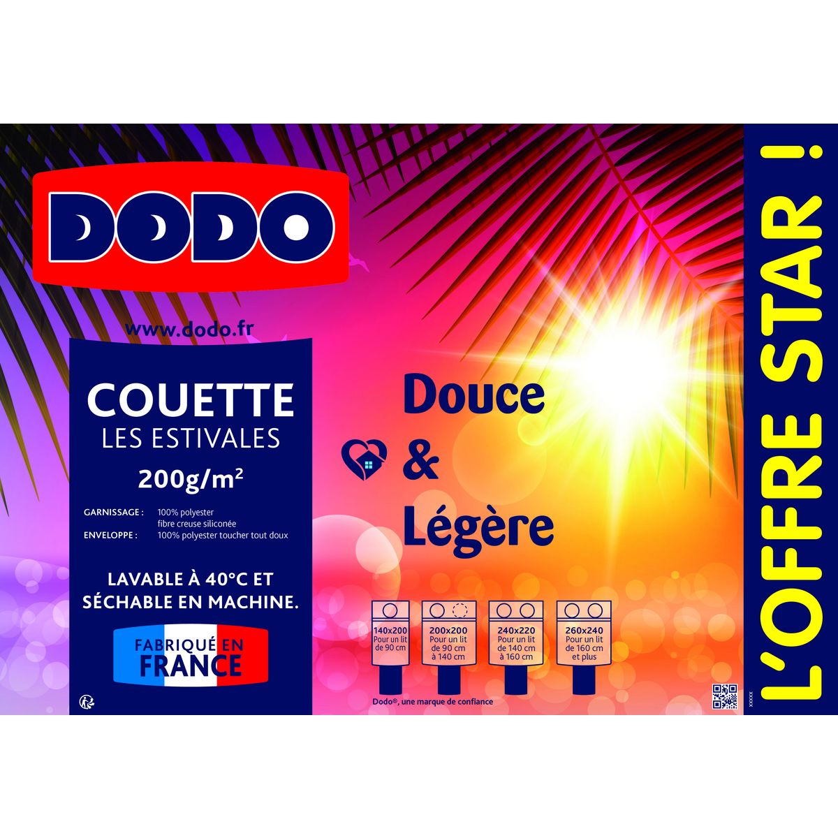 DODO Couette DODO Douce et Légère Les Estivales 200 gr/m2