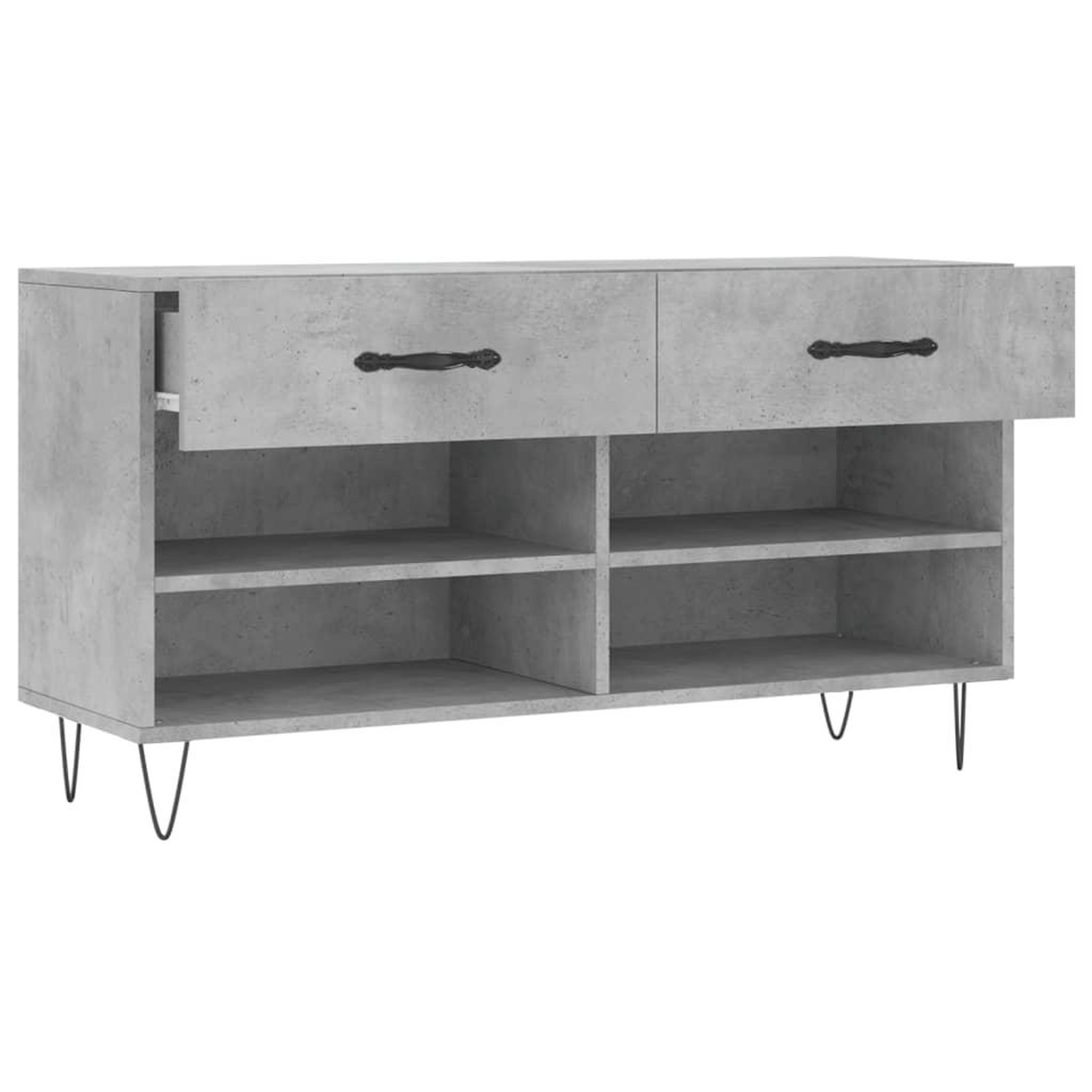 Voir la diapositive 5 : VIDAXL Banc a chaussures gris beton 102x35x55 cm bois d'ingenierie