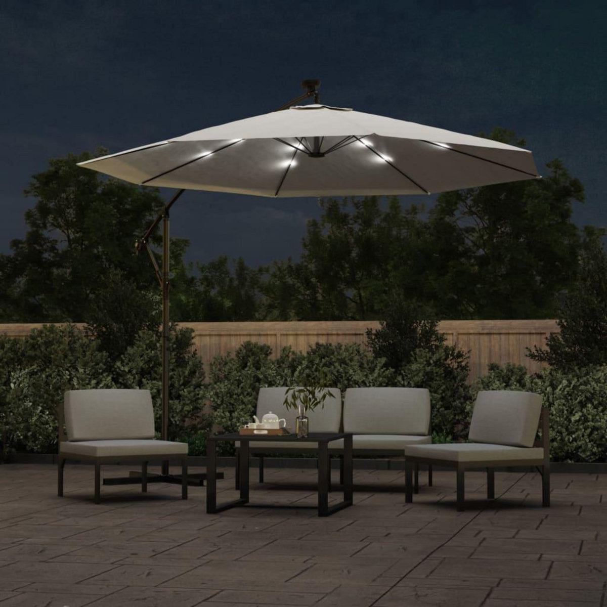 VIDAXL Parasol avec eclairage LED 300cm Poteau en metal Sable