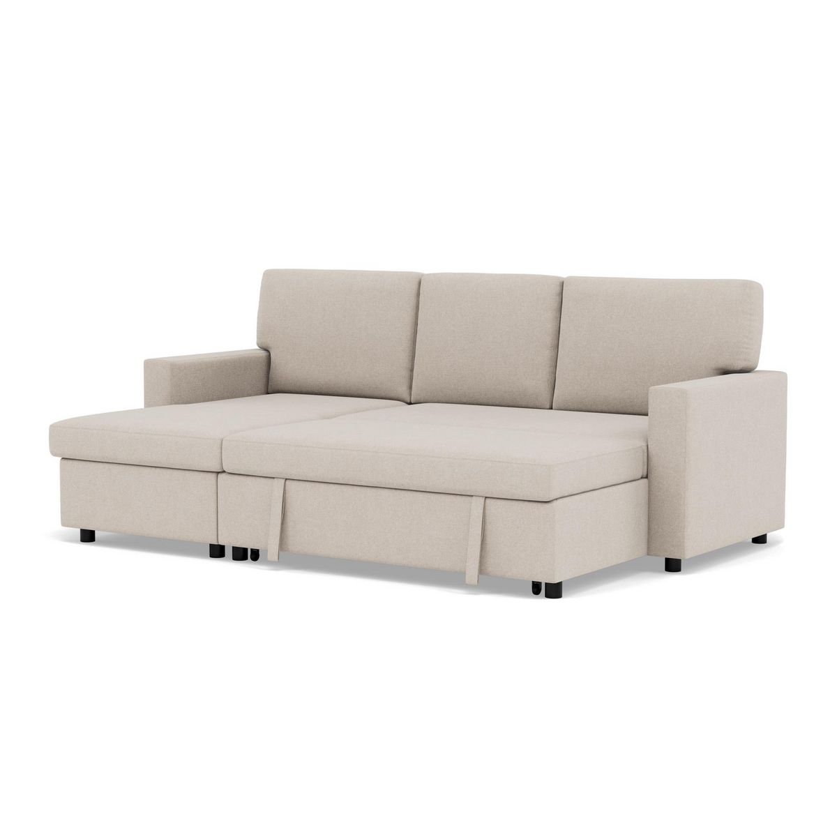 BEST MOBILIER Meiya - canapé d'angle réversible 4 places convertible avec coffre en tissu