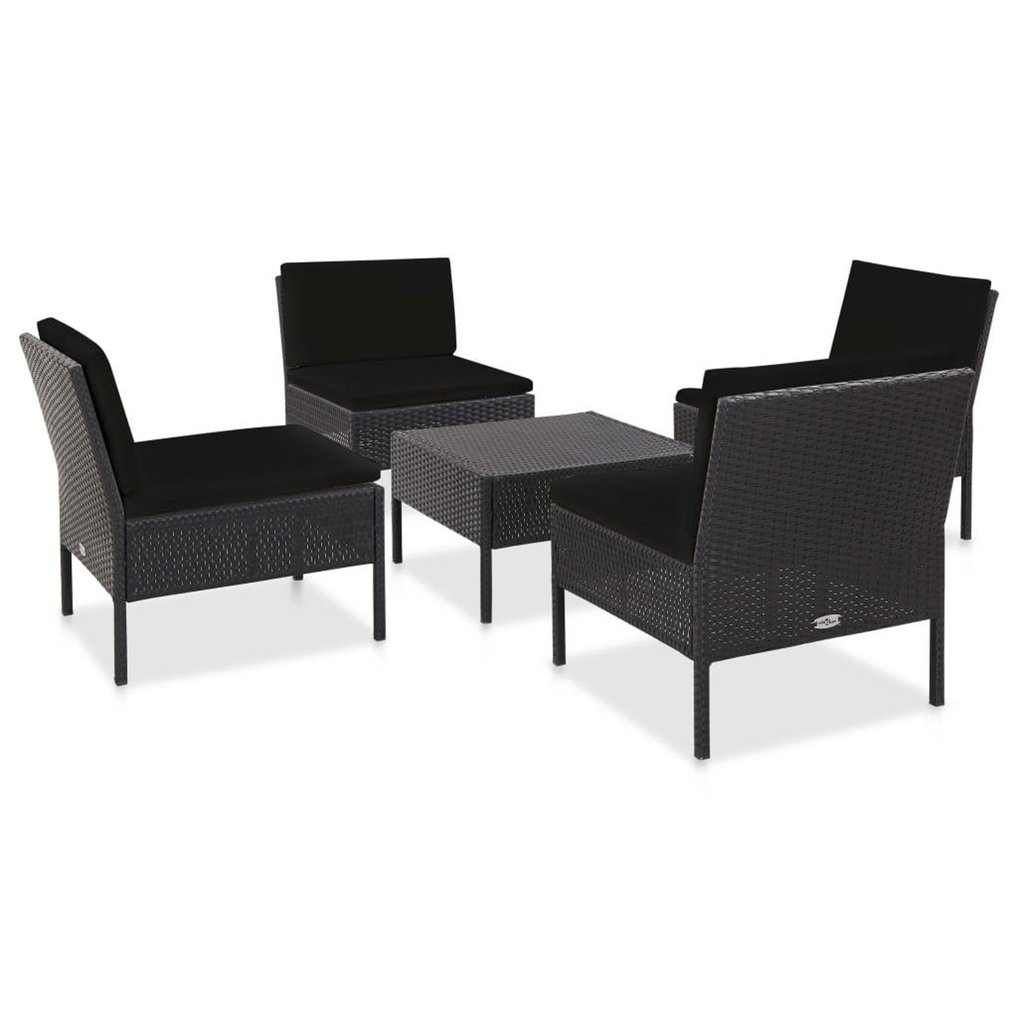 Voir la diapositive 1 : VIDAXL Salon de jardin 5 pcs avec coussins resine tressee noir