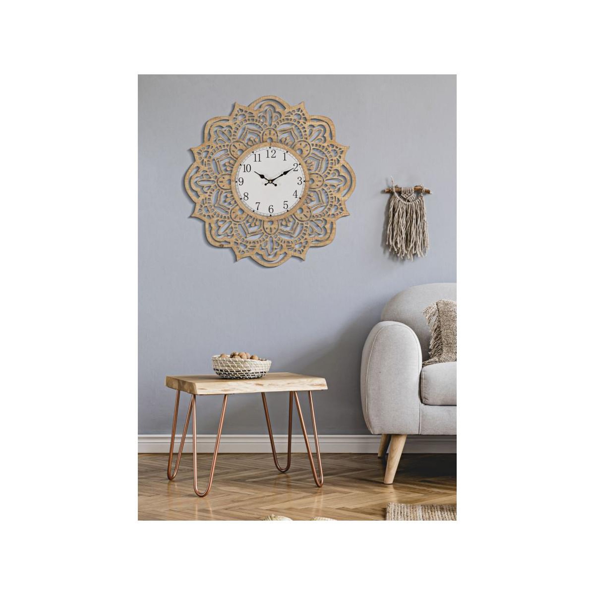 Voir la diapositive 5 : Paris Prix Horloge Murale Sculptée  Carving  60cm Naturel