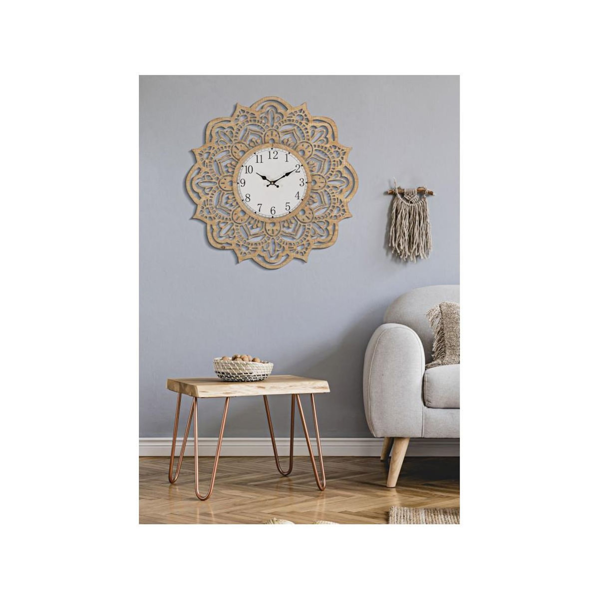 Paris Prix Horloge Murale Sculptée  Carving  60cm Naturel