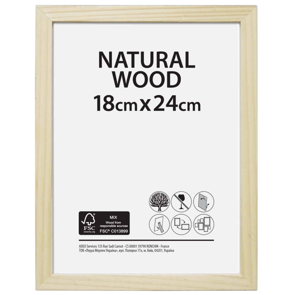CENTRALE BRICO Cadre Brut, l.18 x H.24 cm, bois naturel