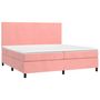 Voir la diapositive 3 : VIDAXL Sommier a lattes de lit et matelas LED Rose 200x200 cm Velours