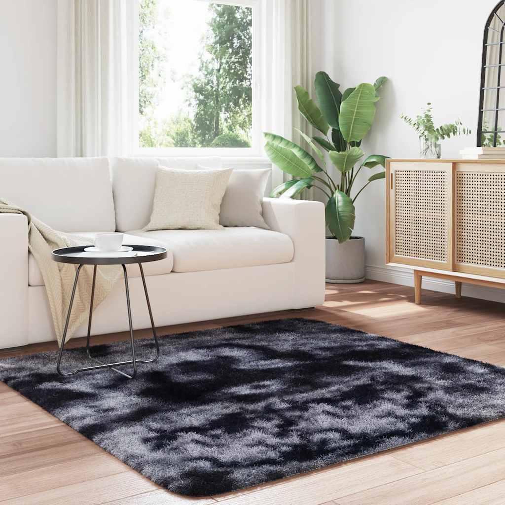 Voir la diapositive 3 : VIDAXL Tapis Shaggy a poils longs NAVARRA gris fonce 160x160 cm
