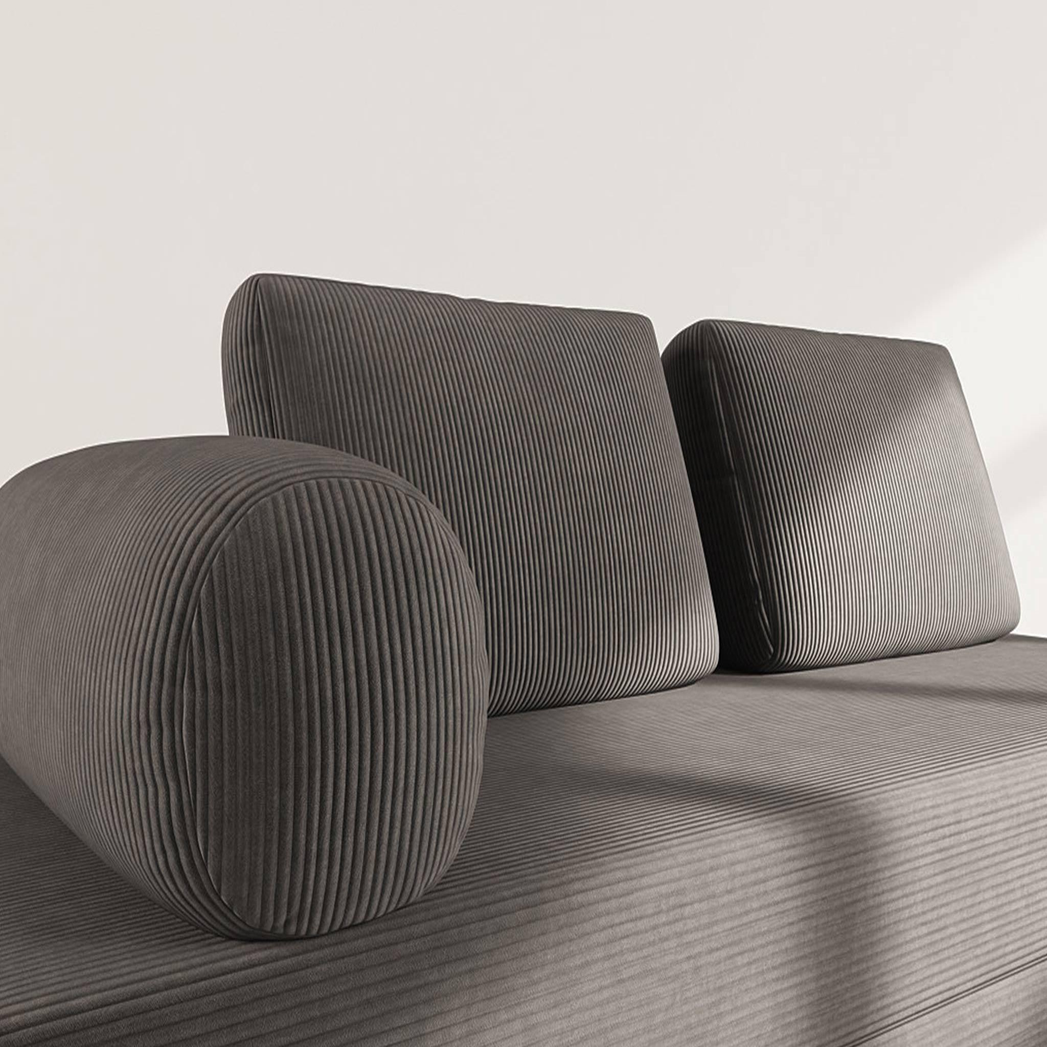 Voir la diapositive 4 : LISA DESIGN Lonny - canapé 3 places convertible en velours côtelé
