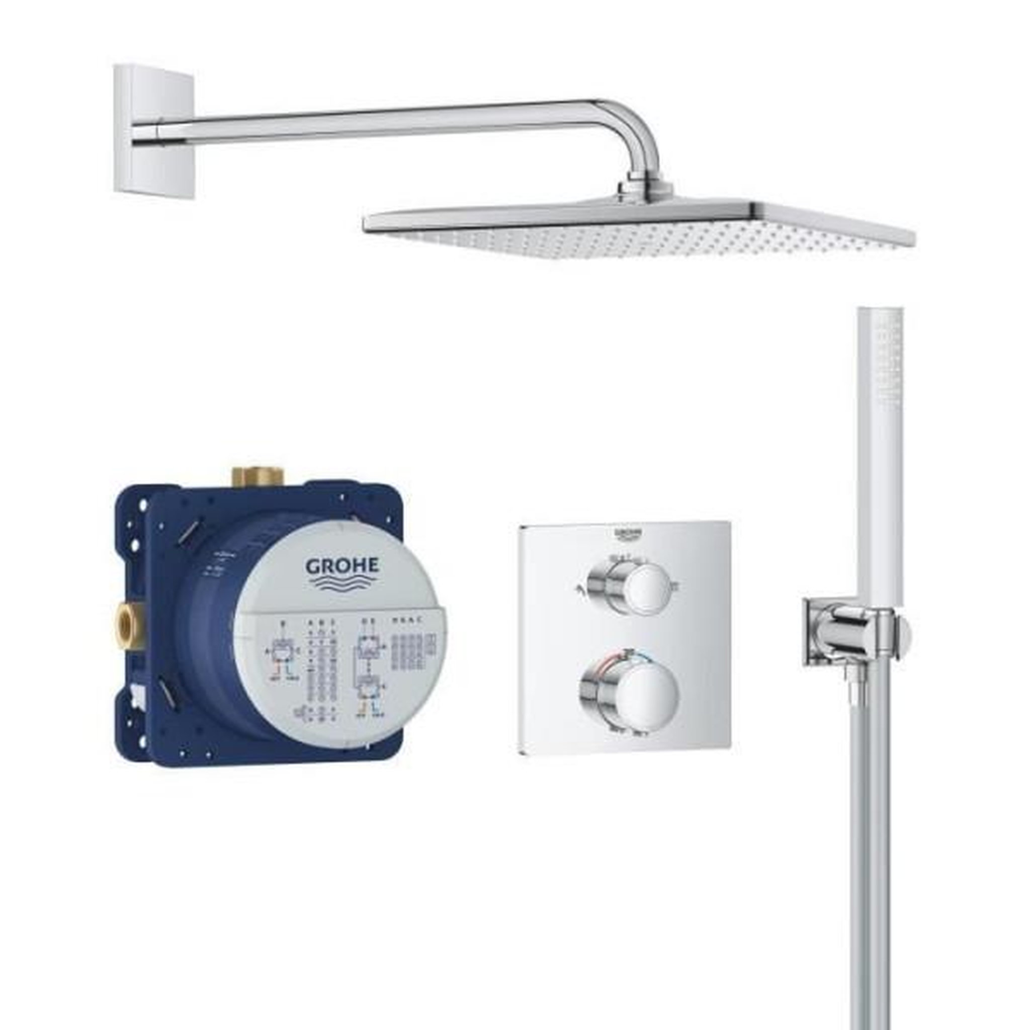 Grohe Ensemble de douche encastré - 1 jet - mitigeur thermostatique - grohe - 34881000 - gris