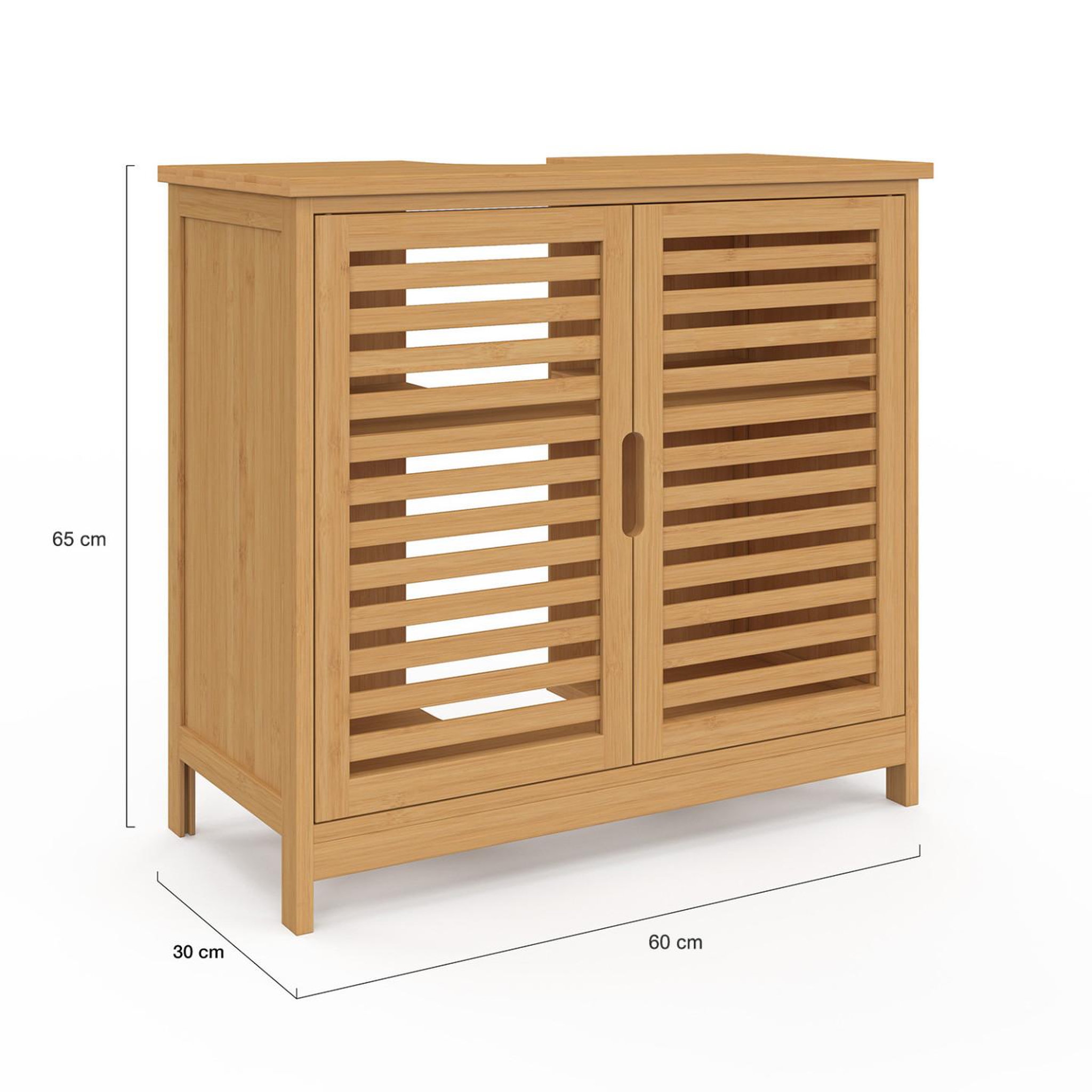Voir la diapositive 5 : ID MARKET Meuble sous lavabo salle de bain bambou BEA
