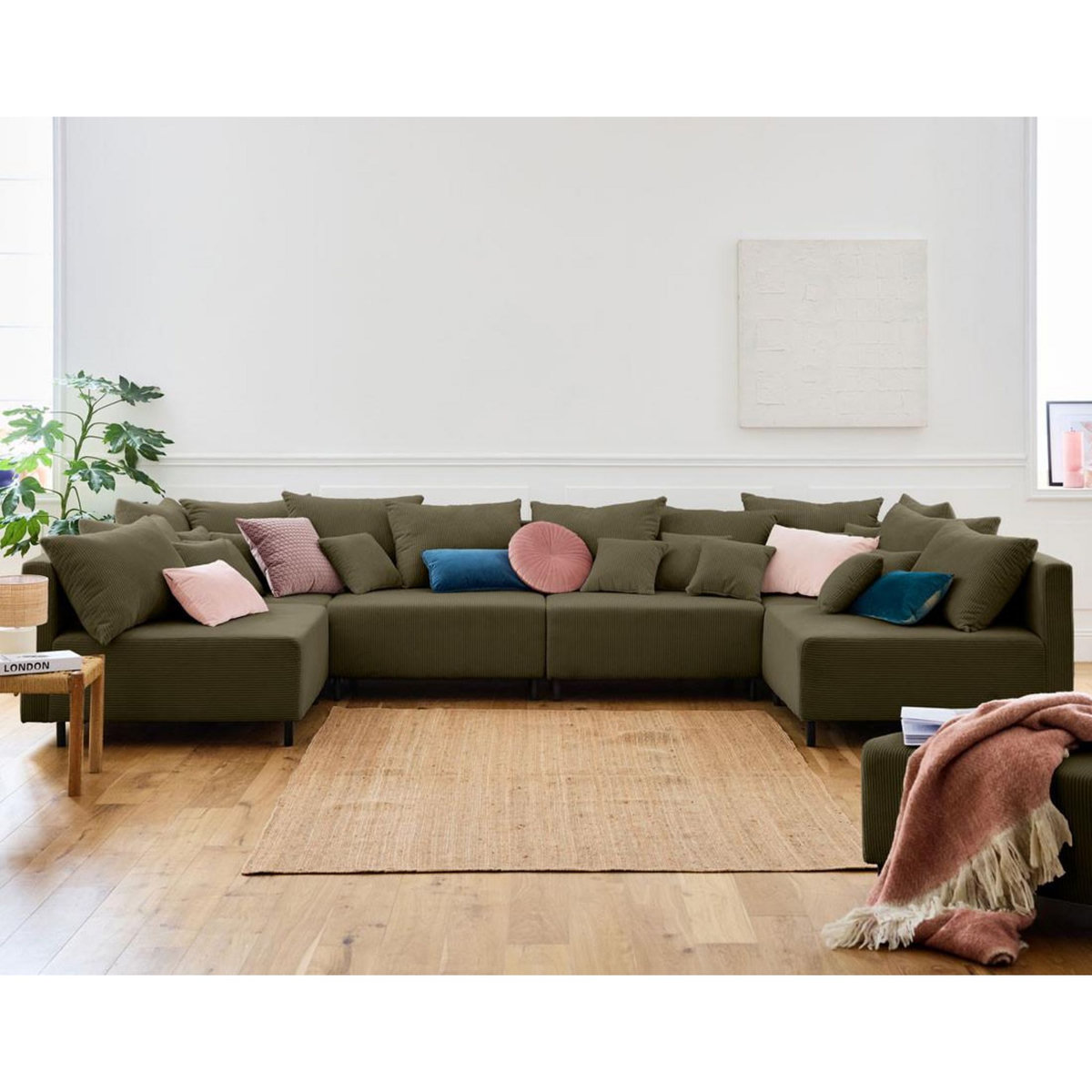 LISA DESIGN Edinburg - canapé modulable panoramique 6 places - en velours côtelé