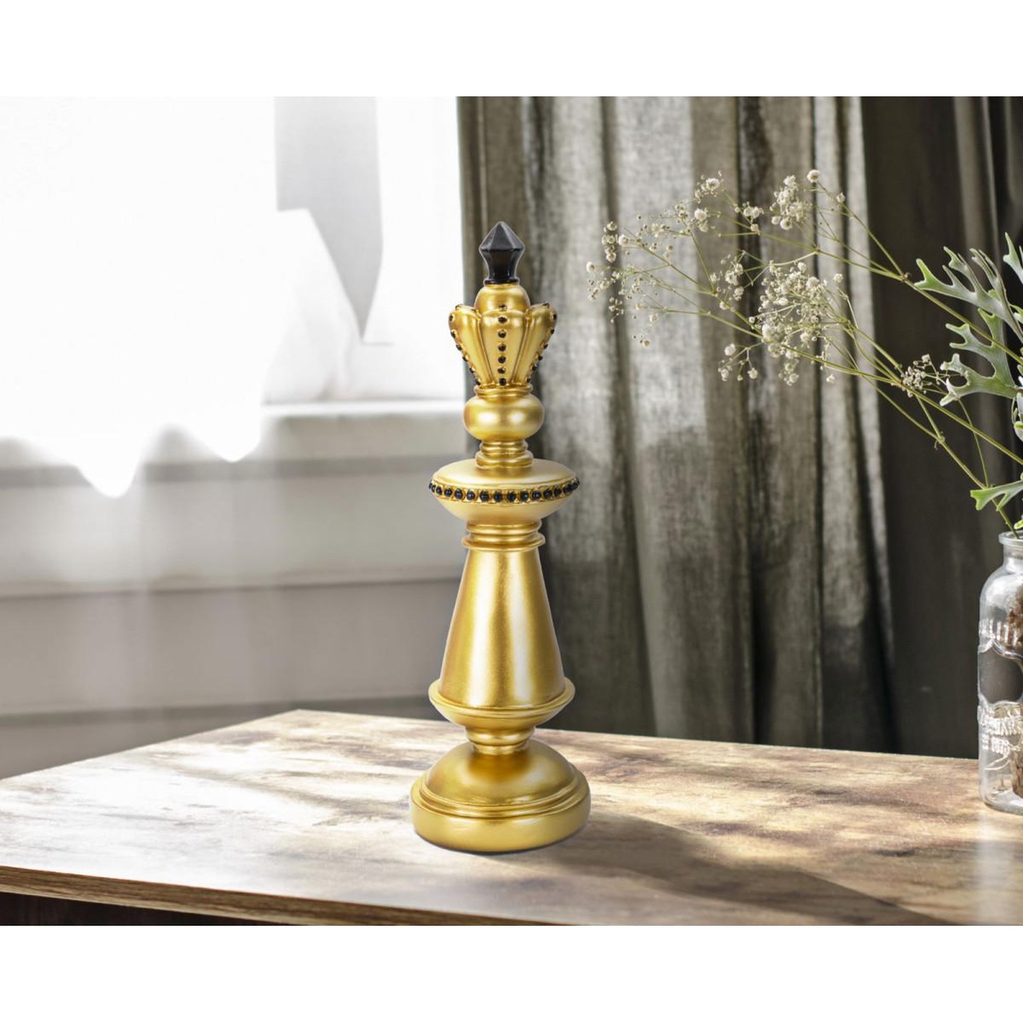 Voir la diapositive 5 : Paris Prix Pièce d'échec déco en résine  roi  32cm or