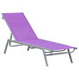 Voir la diapositive 1 : OUTSUNNY Bain de soleil transat - chaise longue - design contemporain - dossier inclinable multi-positions - métal époxy textilène mauve - dim. 170 x 58 x 97 cm