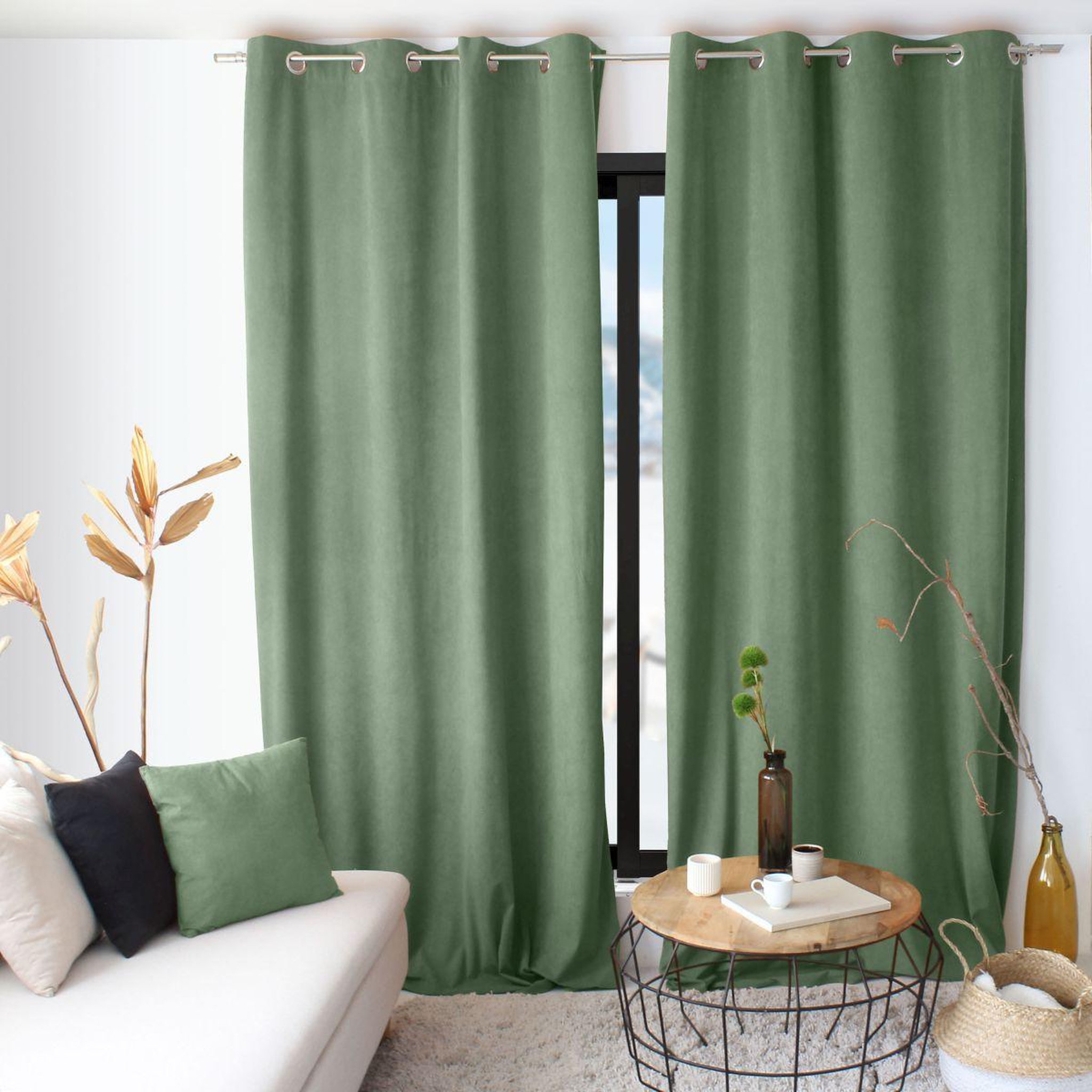 ENJOY HOME Rideau en velours  câlin  140x260cm vert argile