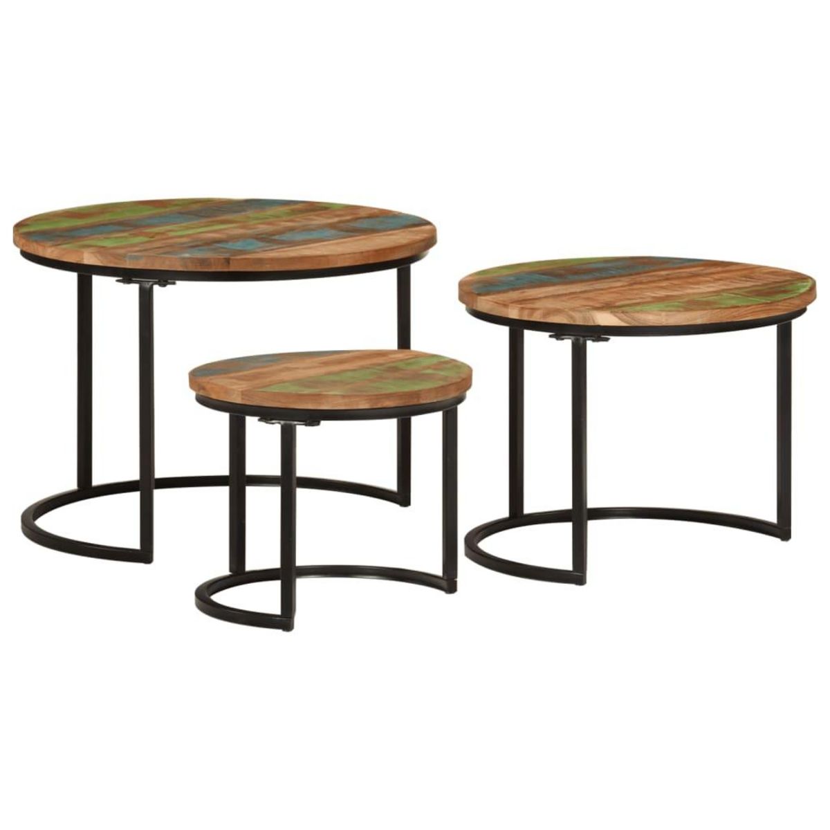 VIDAXL Tables gigognes 3 pcs bois massif de recuperation