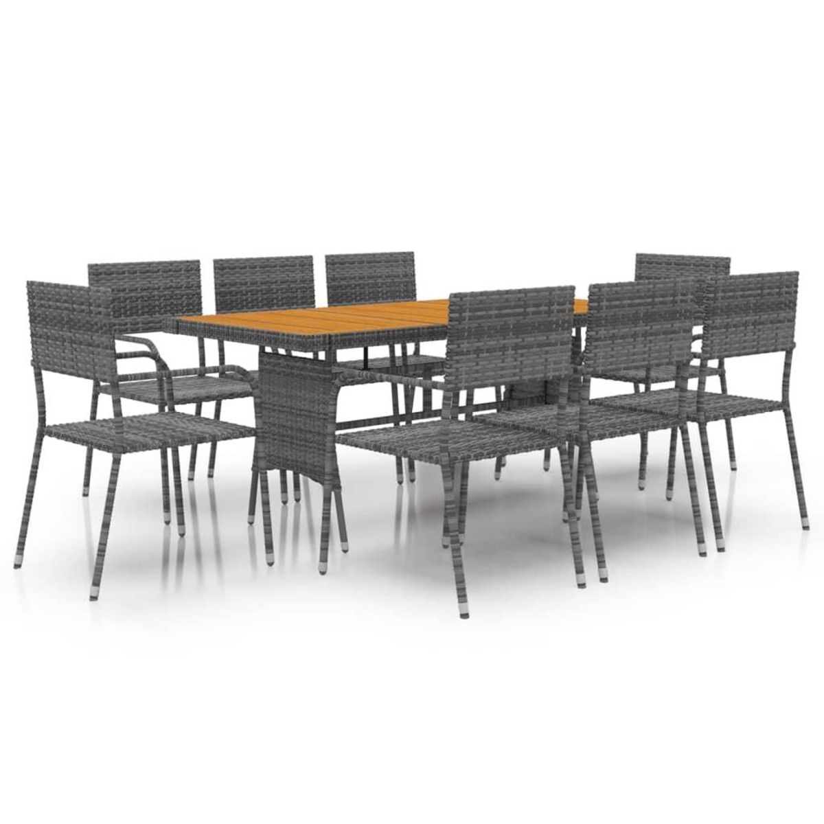 VIDAXL Mobilier a dîner d'exterieur 9 pcs Resine tressee Gris