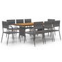 Voir la diapositive 2 : VIDAXL Mobilier a dîner d'exterieur 9 pcs Resine tressee Gris