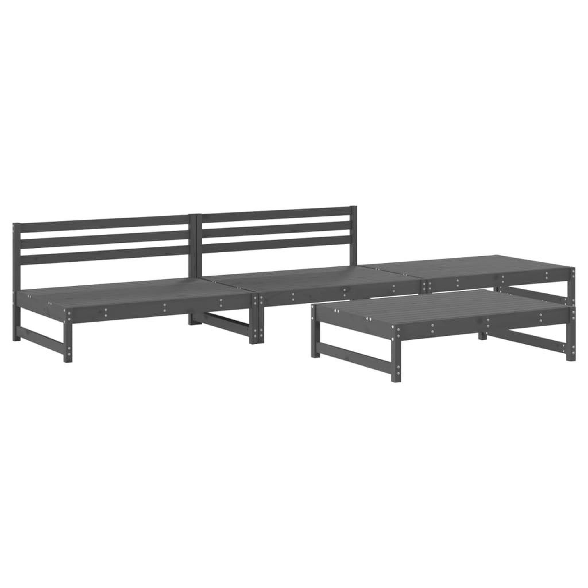 Voir la diapositive 2 : VIDAXL Salon de jardin 4 pcs gris bois massif de pin