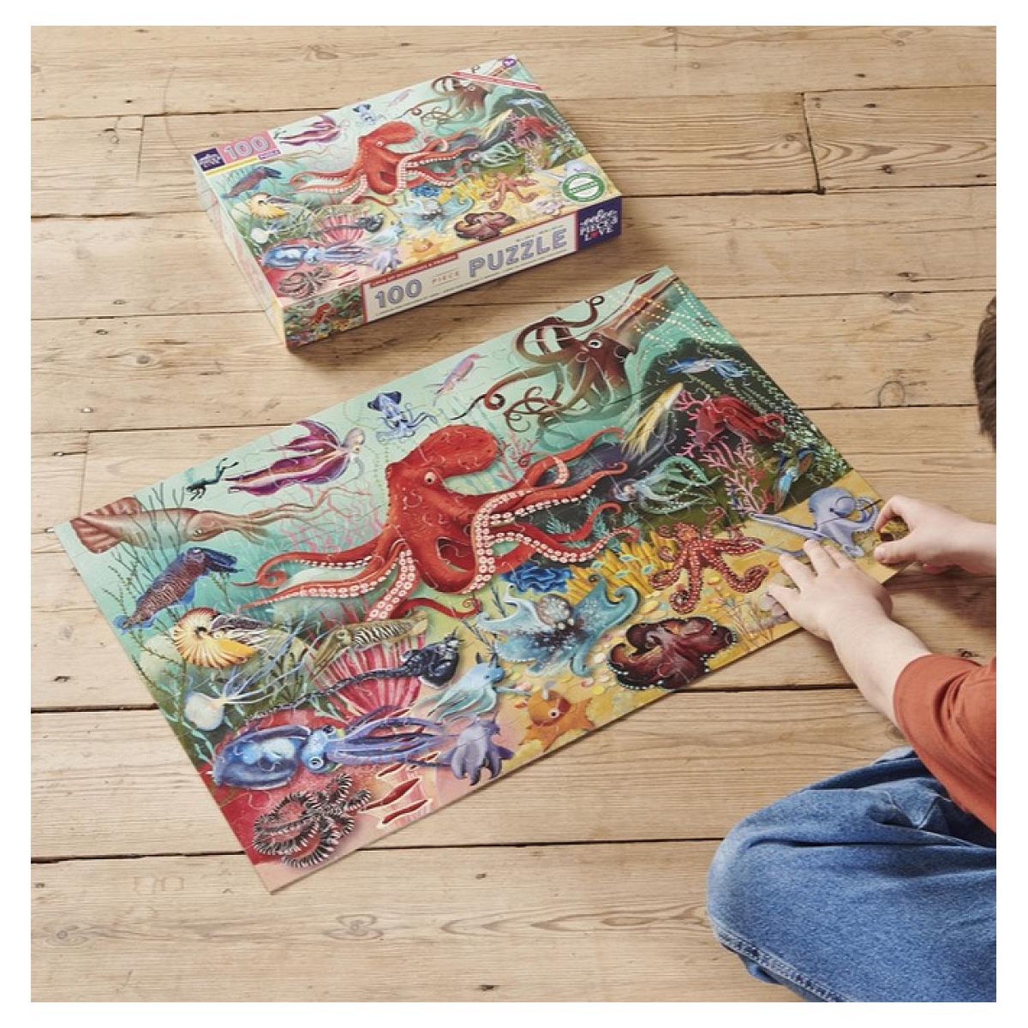 Voir la diapositive 2 : Eeboo Puzzle 100 pieces l'amour des pieuvres