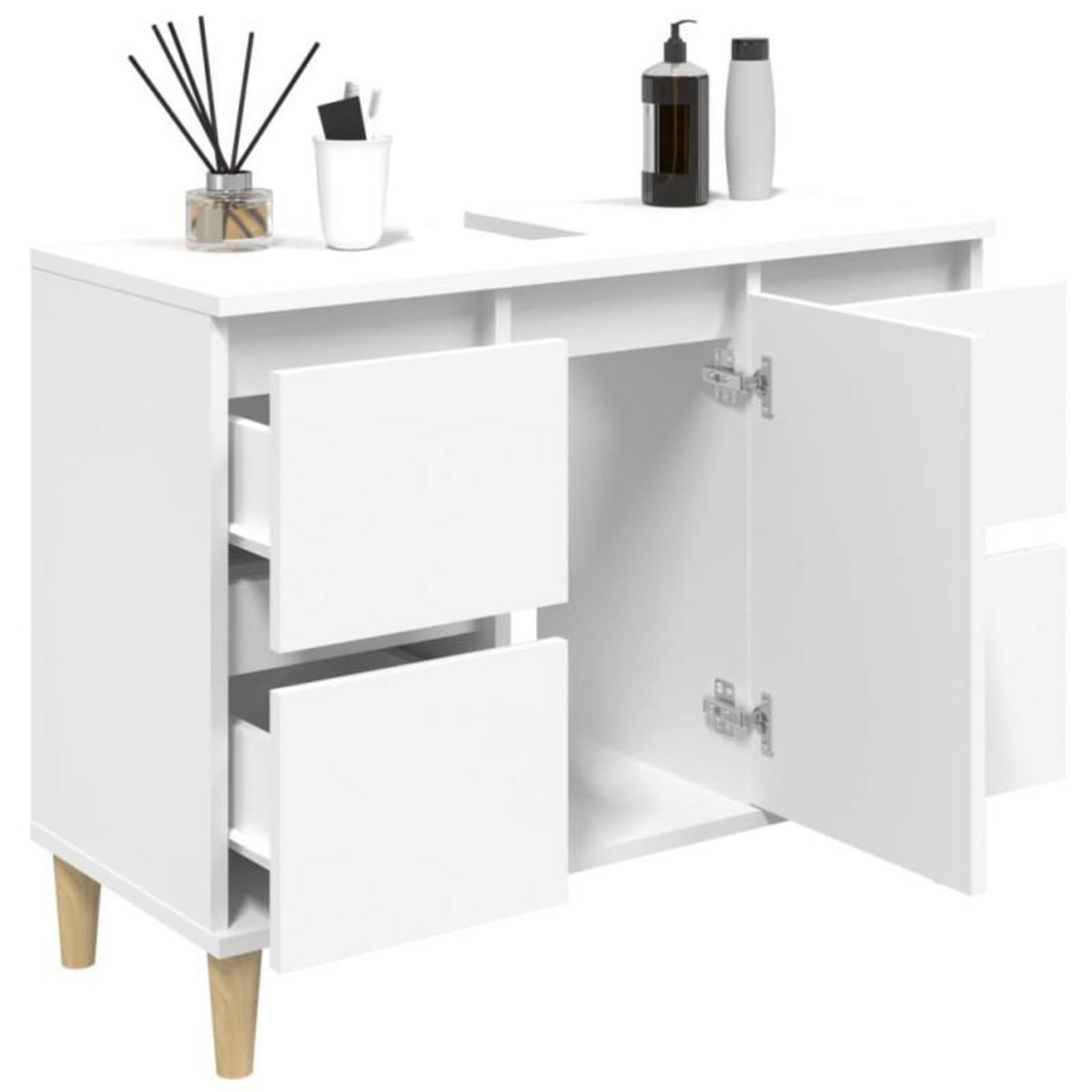VIDAXL Meuble d évier blanc 80x33x60 cm bois d ingénierie