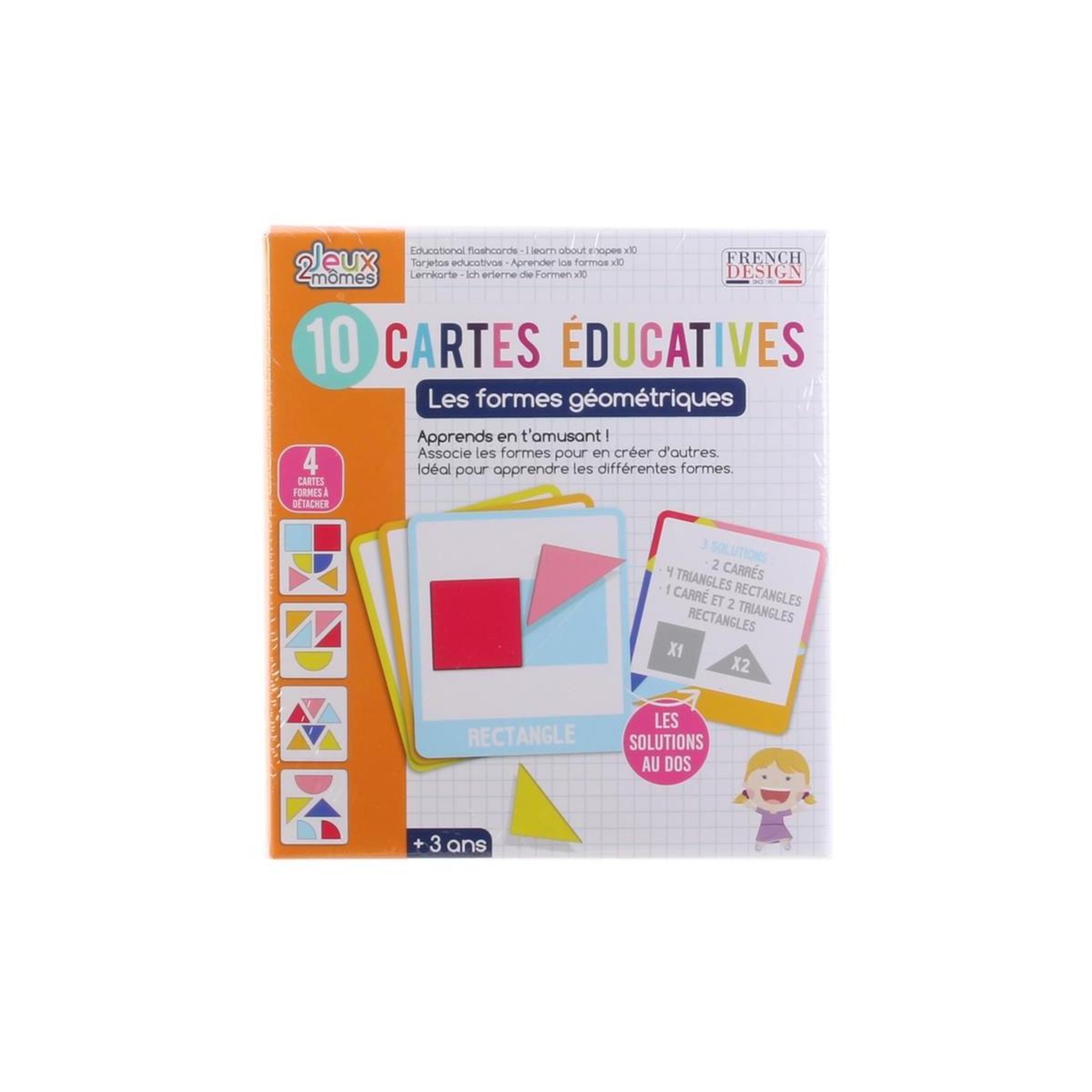 Voir la diapositive 5 : Jeux 2 momes Jeu de 10 cartes éducatives  j'apprends les formes  19cm multicolore