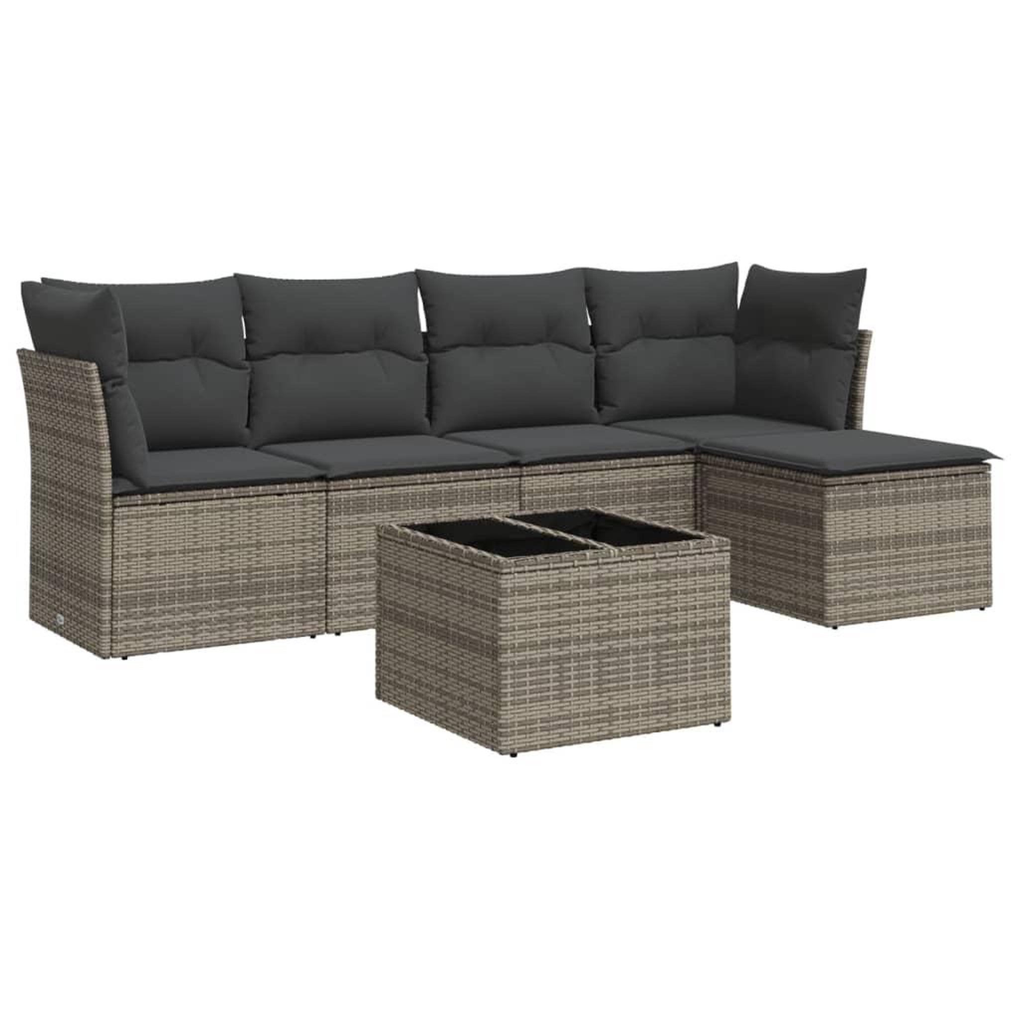 Voir la diapositive 2 : VIDAXL Salon de jardin 6 pcs avec coussins gris resine tressee
