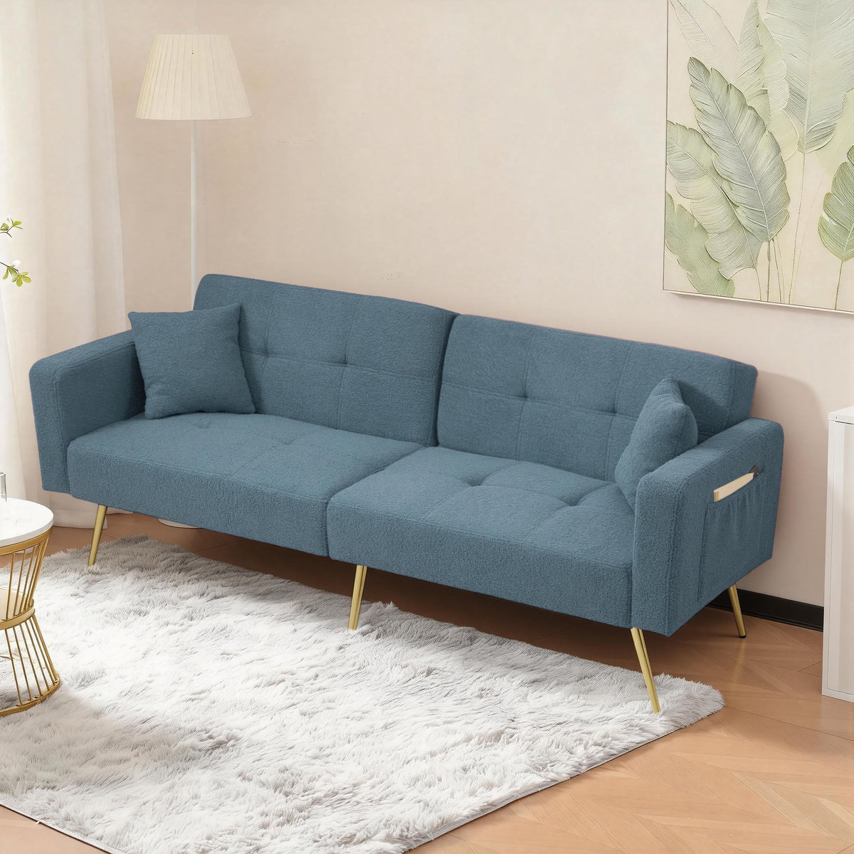 MERAX Canapé droit convertible 2 places tissu