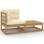 Voir la diapositive 1 : VIDAXL Salon de jardin 2 pcs avec coussins Marron miel Bois de pin