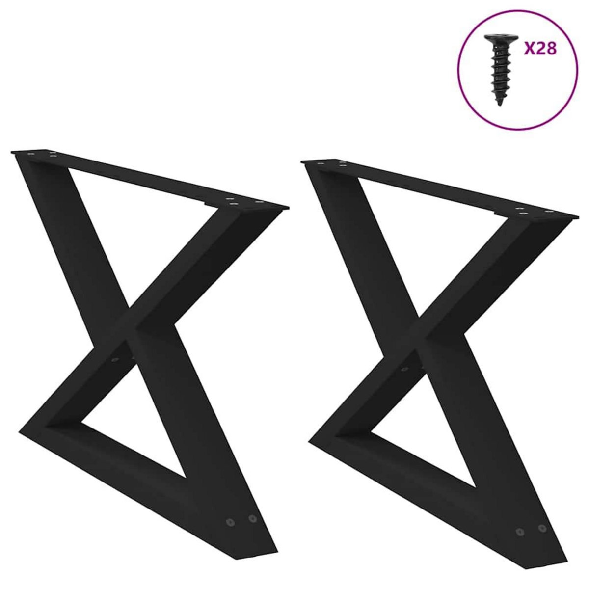 VIDAXL Pieds de table basse 2 pcs noir 70x(42-43,3) cm acier