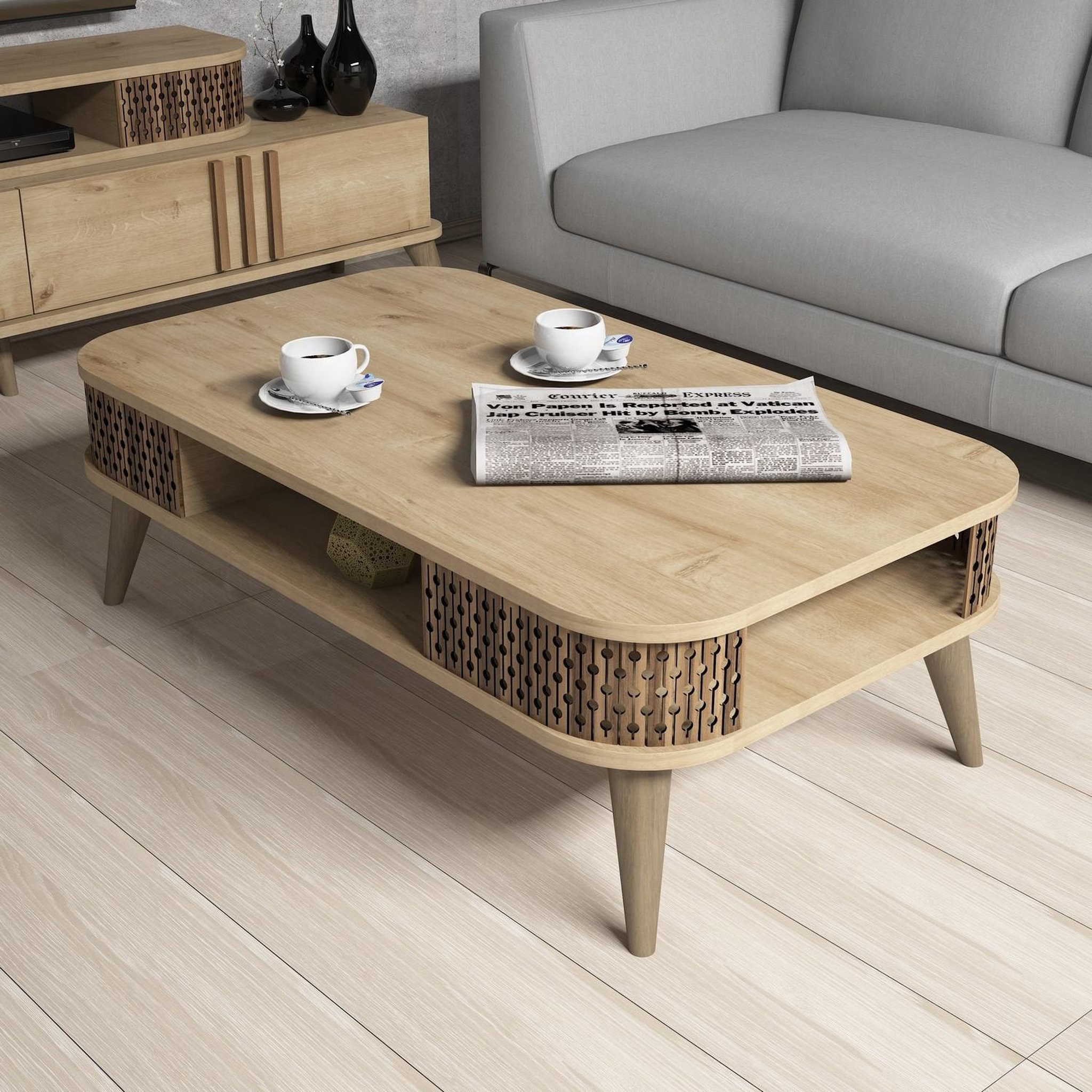 Voir la diapositive 2 : Habitat et Jardin Table basse en bois  eylul  - 105 x 60 x 34 cm - marron