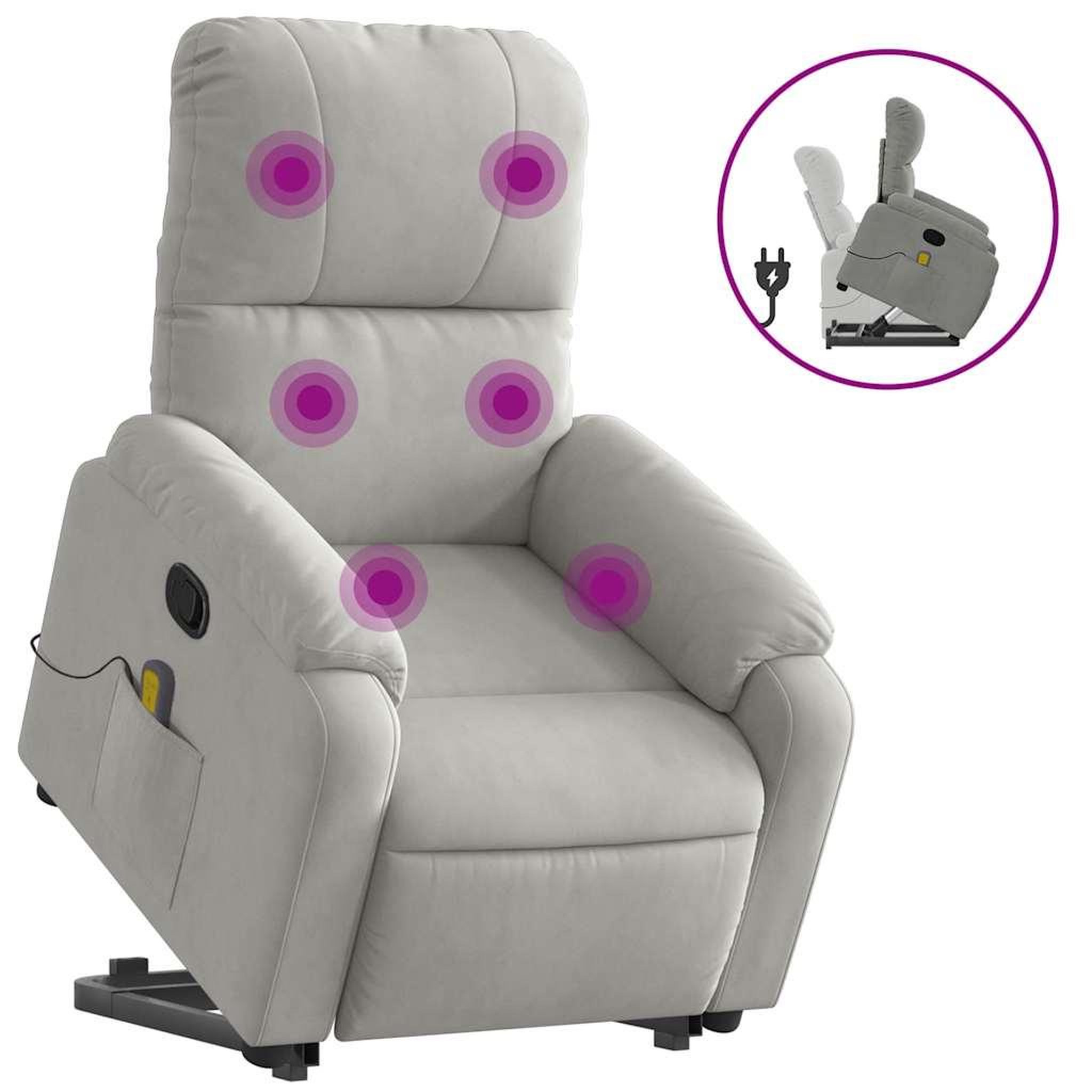 Voir la diapositive 2 : VIDAXL Fauteuil inclinable de massage gris clair tissu microfibre