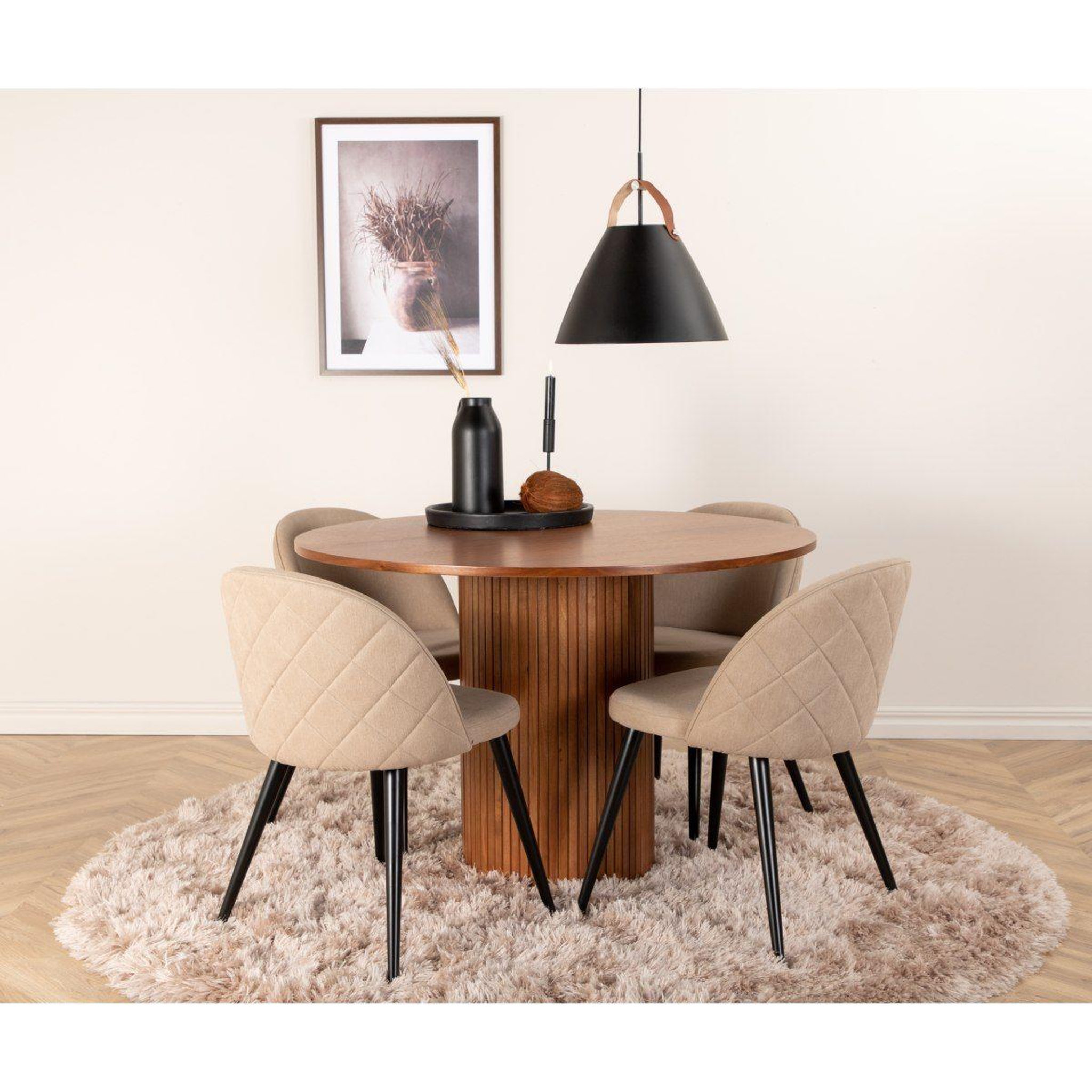 Voir la diapositive 2 : Paris Prix Table à manger ronde  bianca  110cm noyer