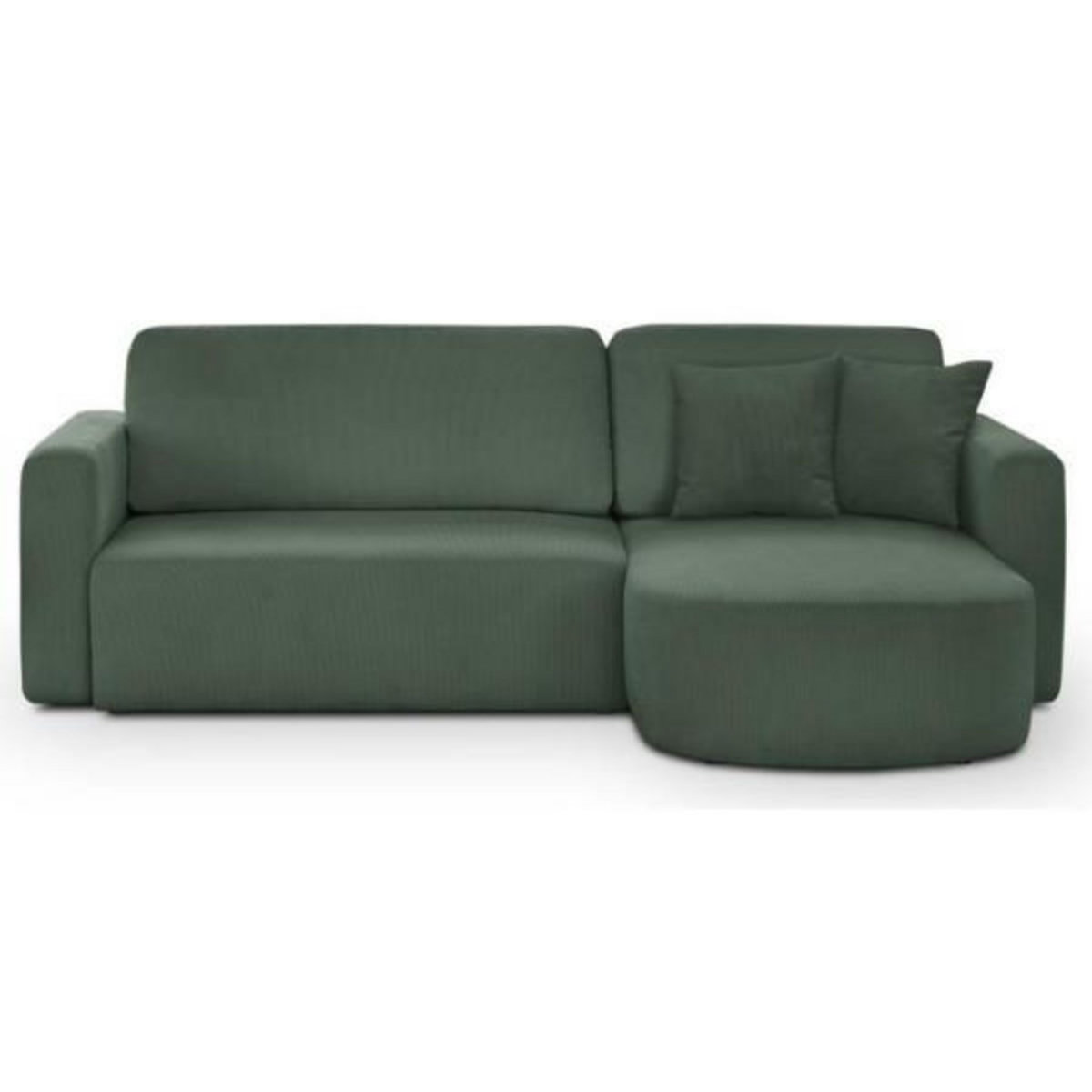 MARKET24 Canapé d'angle convertible et réversible 3 places GALET - Velours côtelé - Coffre de rangement - L238 x P154 x H86 cm