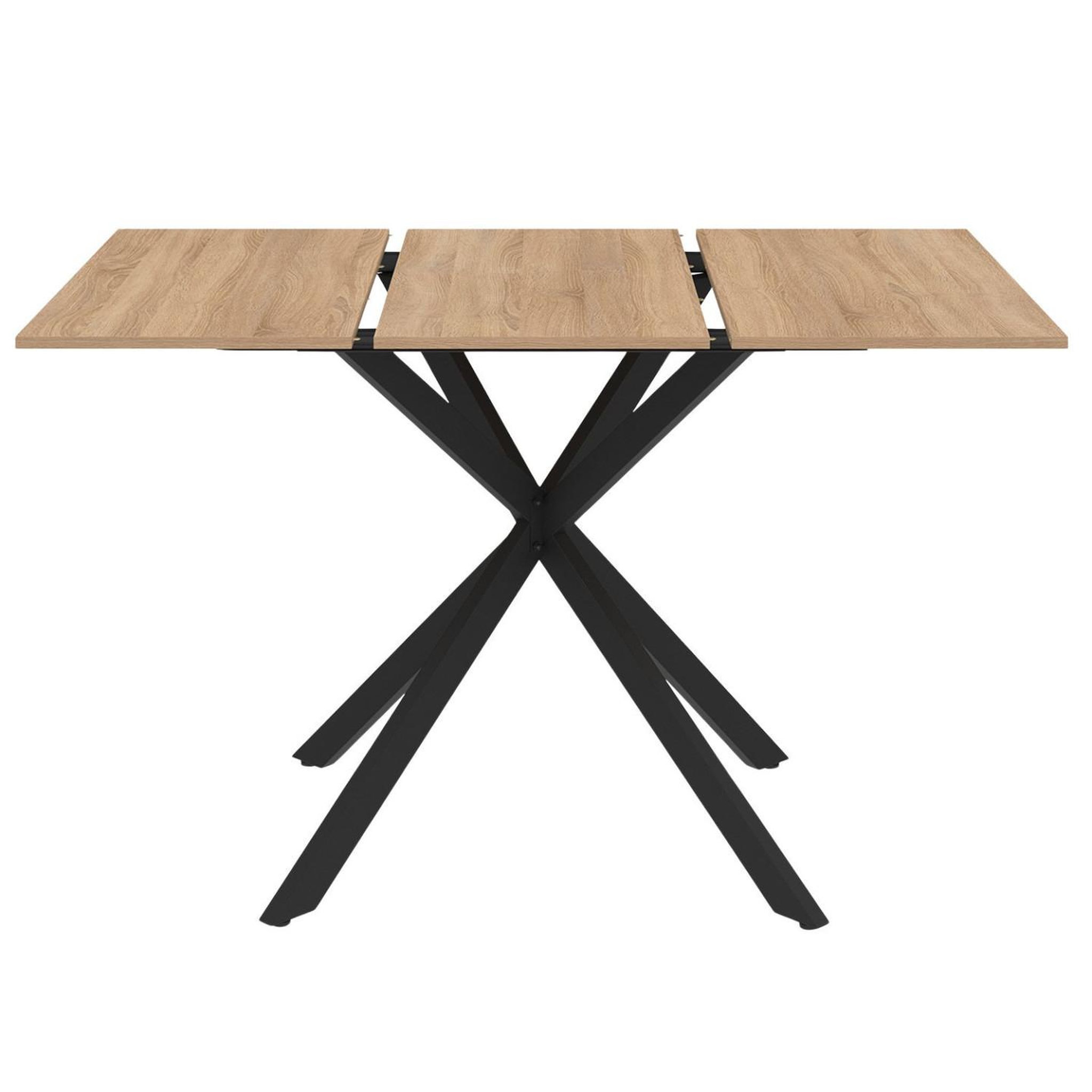 Voir la diapositive 3 : ID MARKET Table à manger extensible carrée alix 4-6 personnes pied araignée bois et noir 80-120 cm