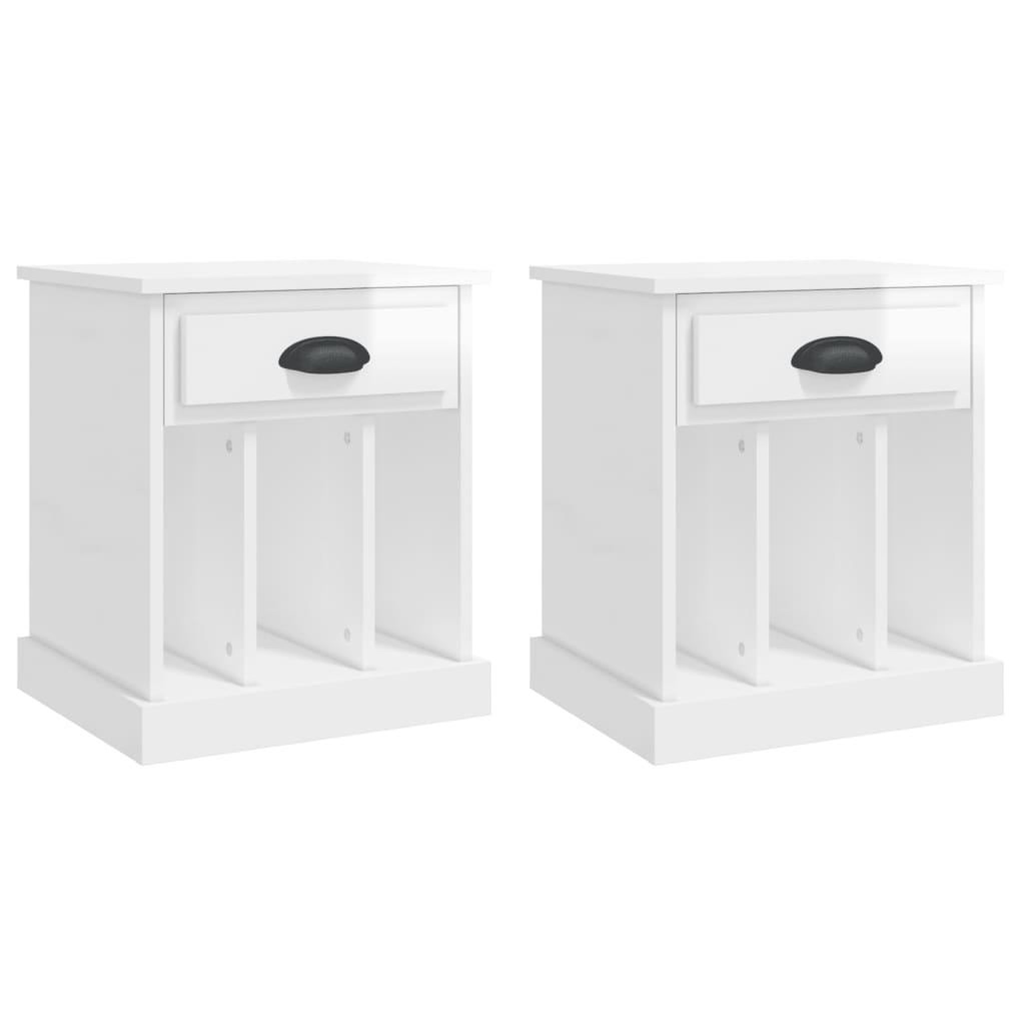 Voir la diapositive 2 : VIDAXL Tables de chevet 2 pcs blanc brillant 43x36x50 cm