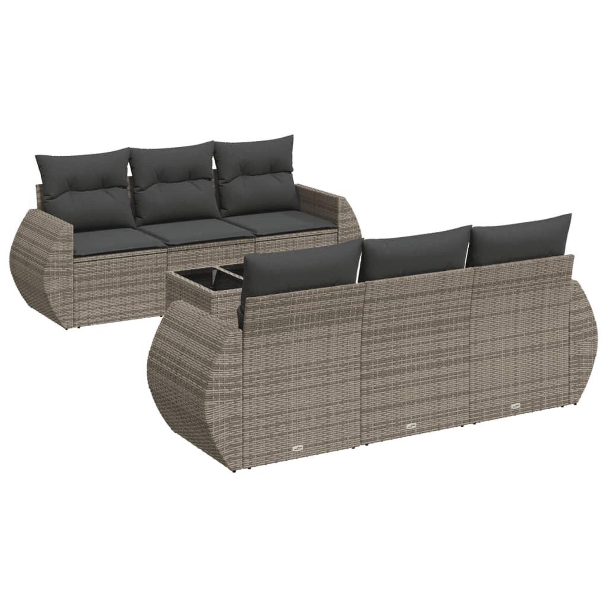 Voir la diapositive 2 : VIDAXL Salon de jardin avec coussins 7 pcs gris resine tressee