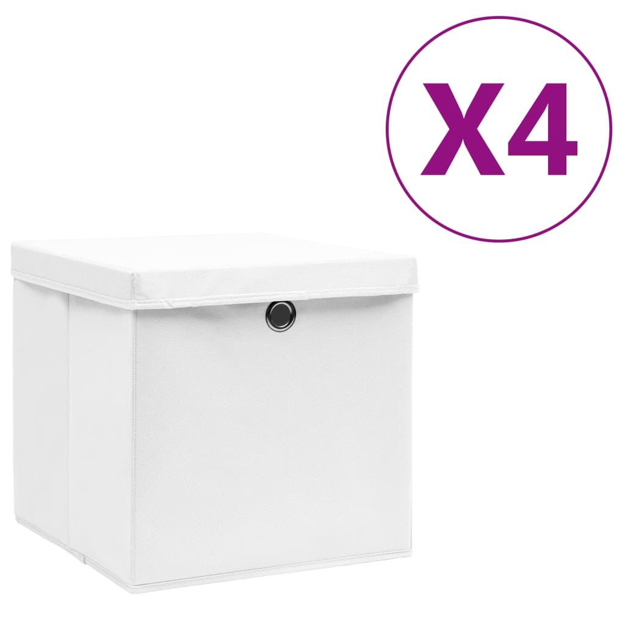 Voir la diapositive 1 : VIDAXL Boîtes de rangement avec couvercles 4 pcs 28x28x28 cm Blanc