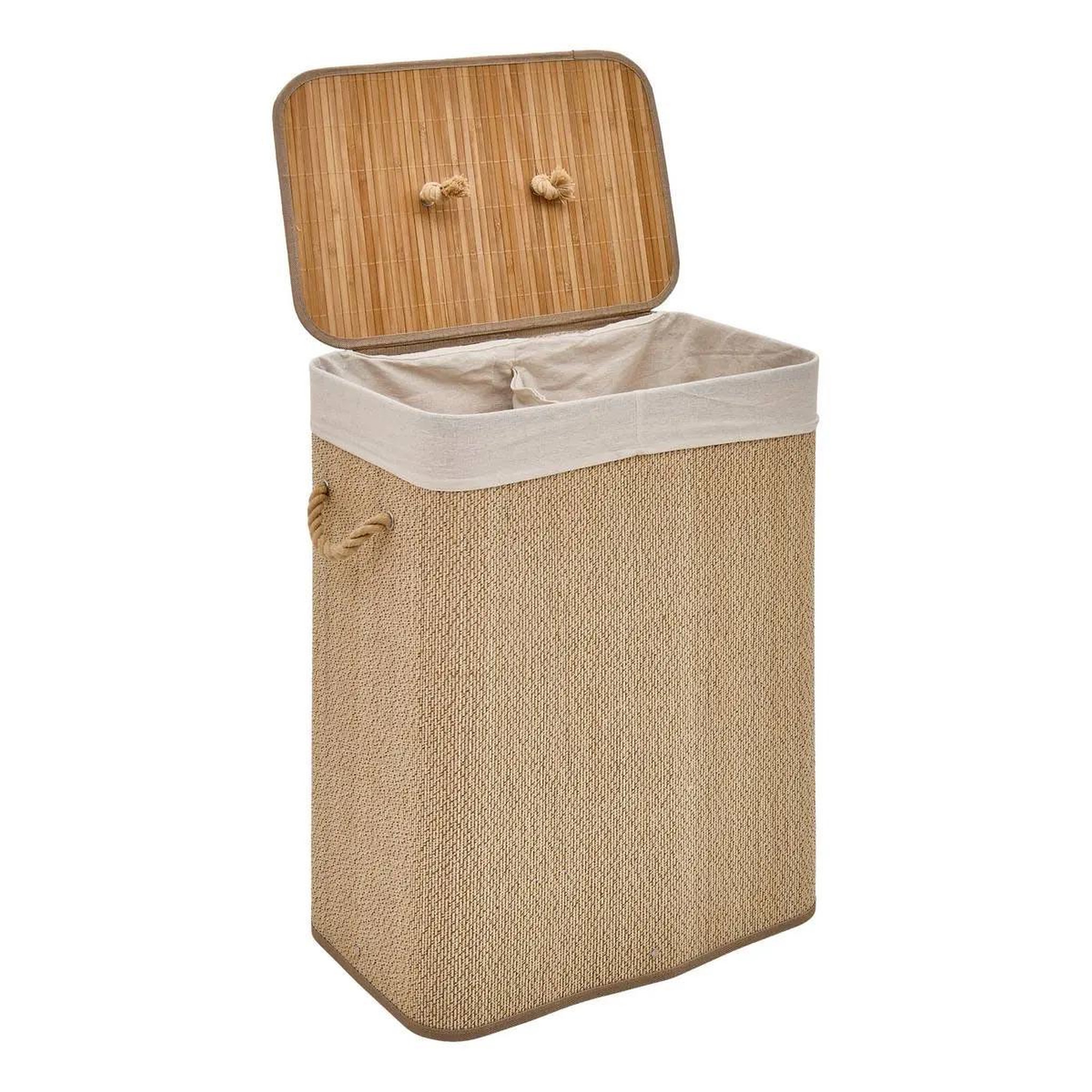 Voir la diapositive 2 : FIVE Panier à linge 2 compartiments  stemy  100l beige
