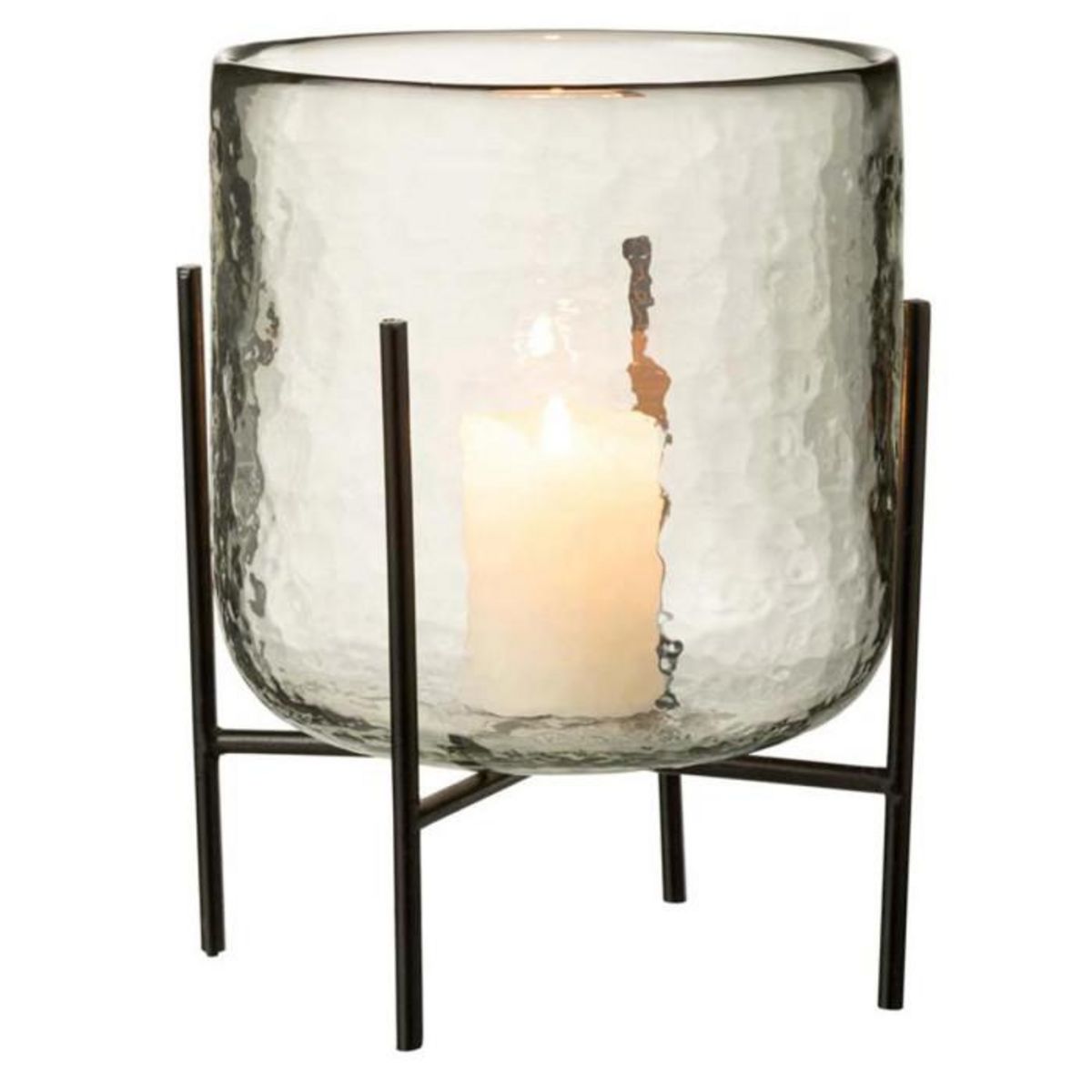 Paris Prix Photophore sur Pied  Debout  20cm Transparent & Noir