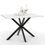 Voir la diapositive 1 : ID MARKET Table à manger rectangle ALIX 6 personnes pied araignée noir et plateau effet marbre blanc ALASKA 110 cm