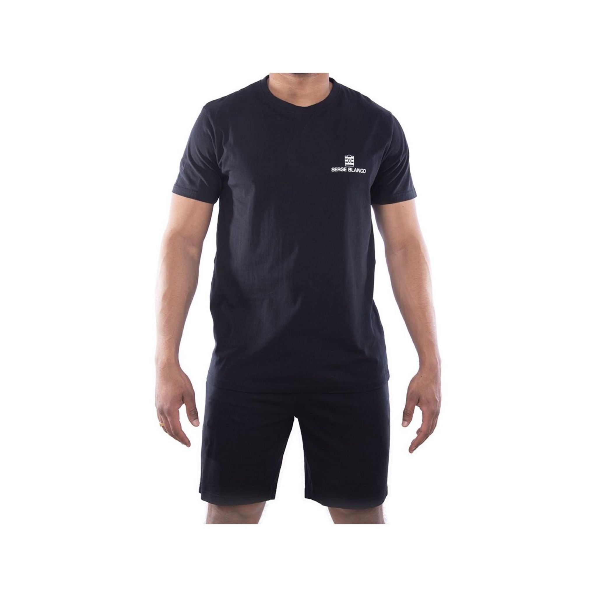 SERGE BLANCO Ensemble homme Pyjama court T-shirt col rond West. Coloris disponibles : Noir