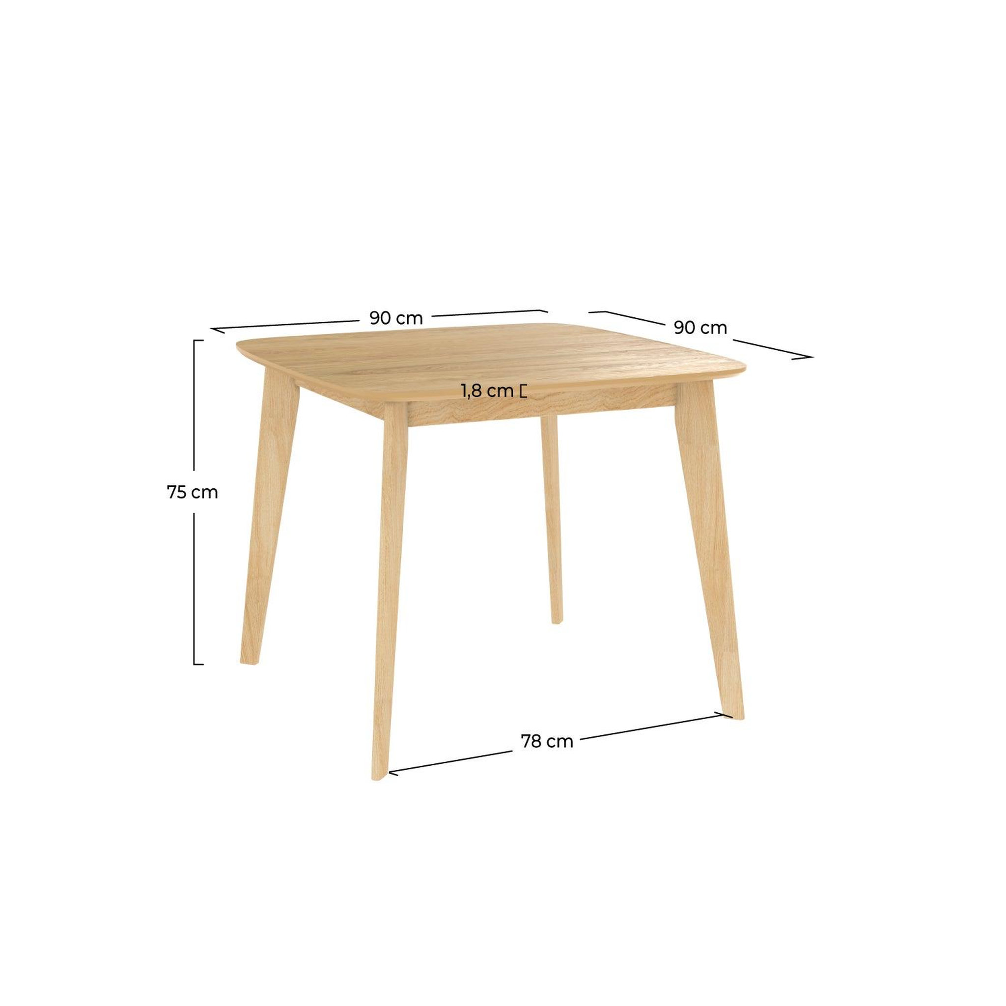 Voir la diapositive 4 : MAISON PAVANE Table carrée 4 personnes en bois clair naturel 90 cm-julio