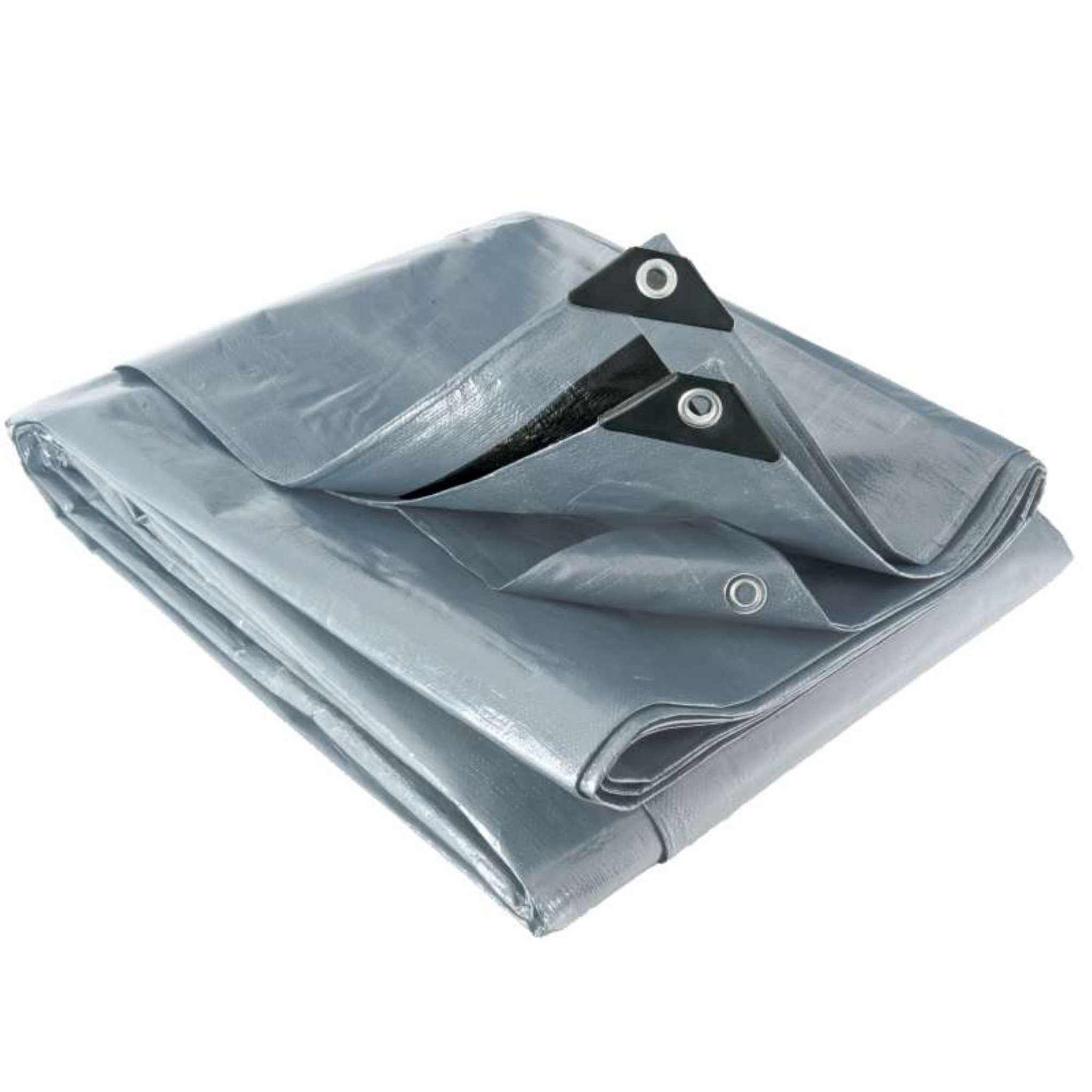 Voir la diapositive 1 :  Bâche multifonctions grise et noire 200 g/m2 Werkapro 6 x 6 m