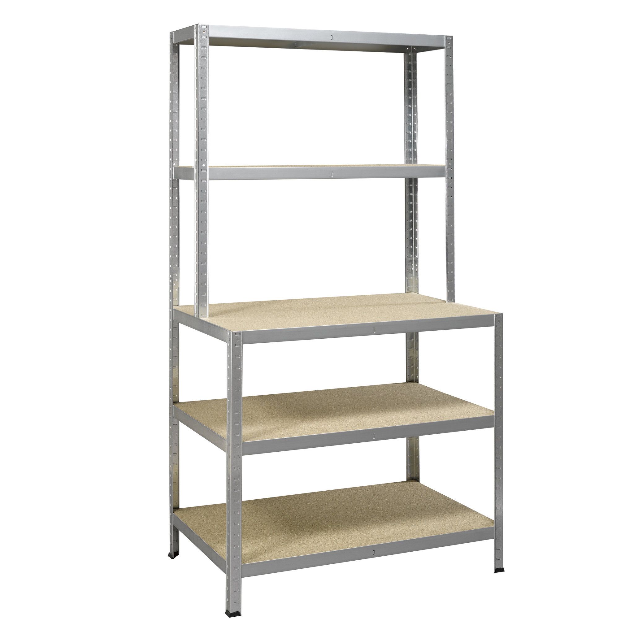 Voir la diapositive 2 : AVASCO Établi acier Strong Work 5 tablettes - 186x100x60/30 cm