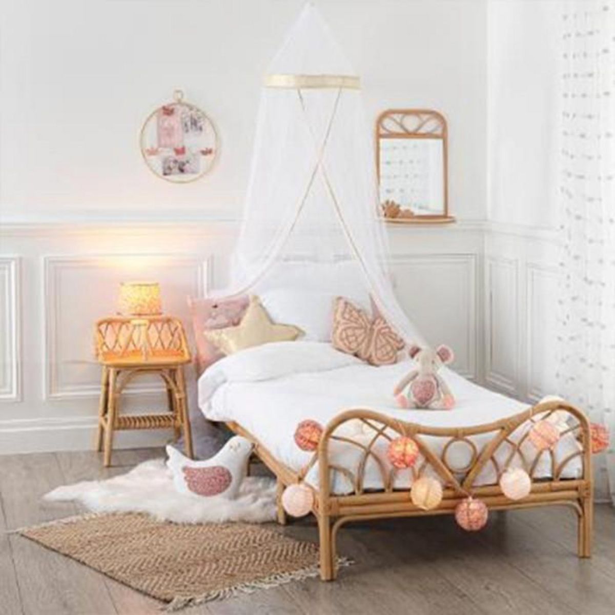 Atmosphera Kids Table de Chevet Enfant  Rotin  56cm Naturel