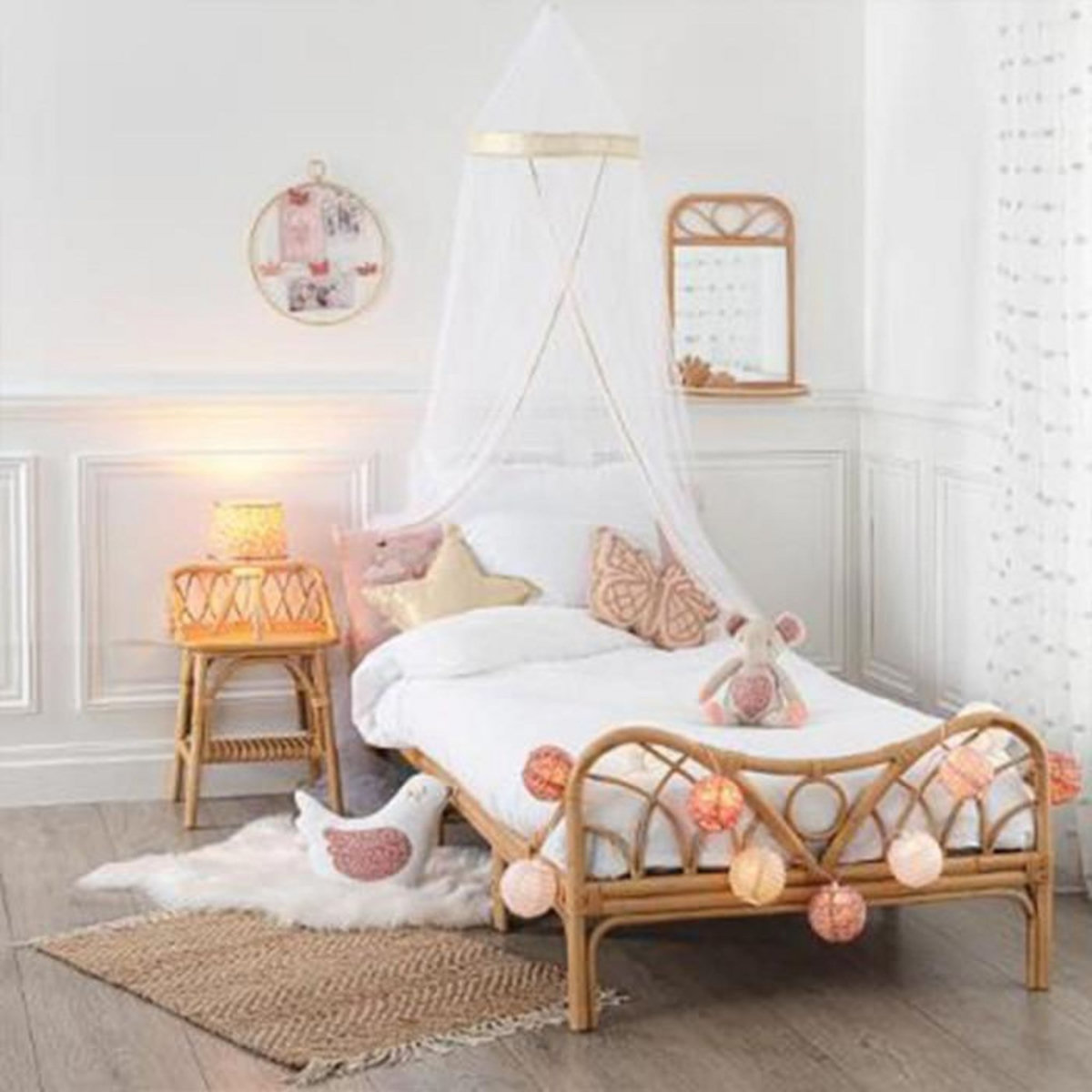 Atmosphera Kids Table de Chevet Enfant  Rotin  56cm Naturel