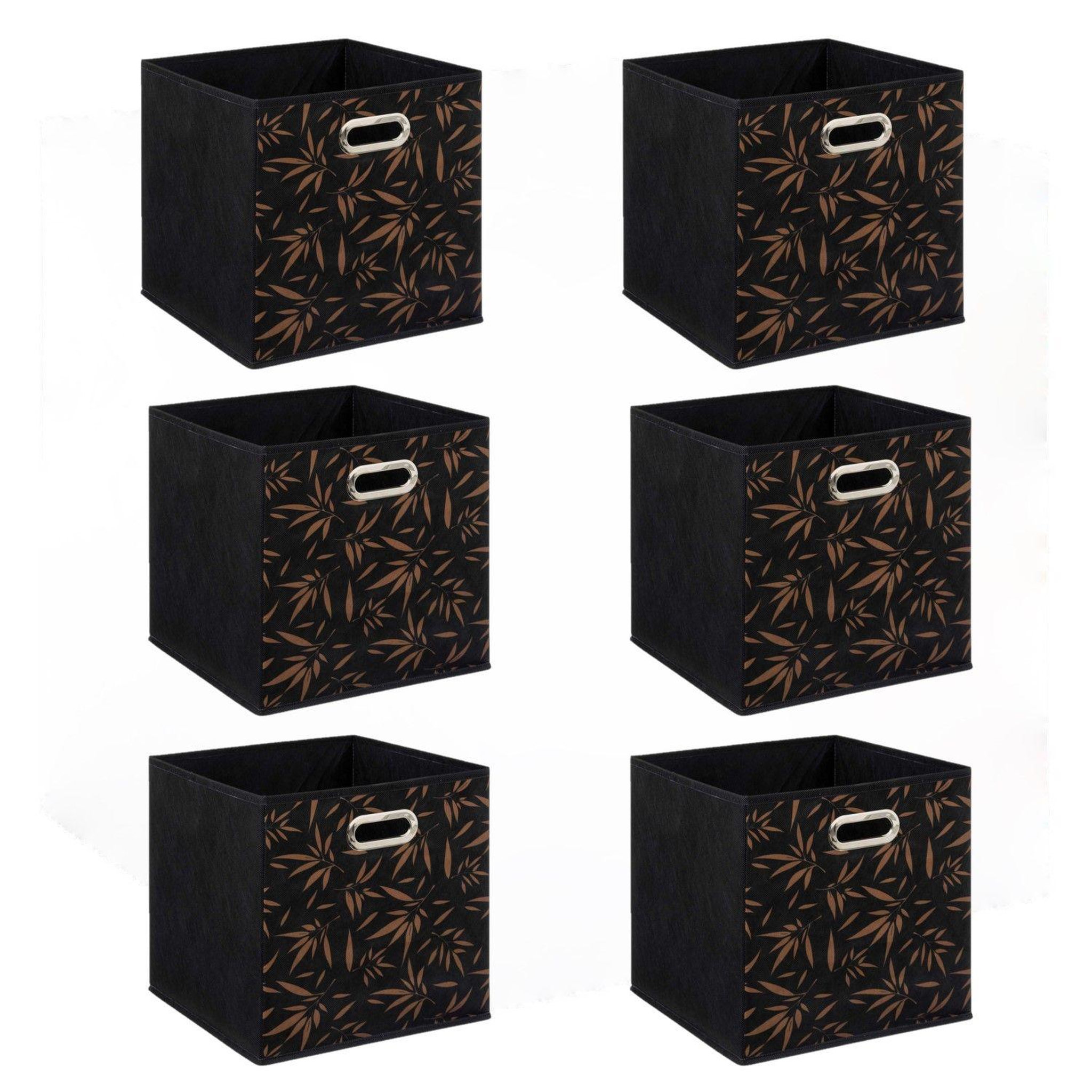 Voir la diapositive 1 : TOILINUX Lot de 6 boites de rangement en tissu casual - 31x31x31cm - noir