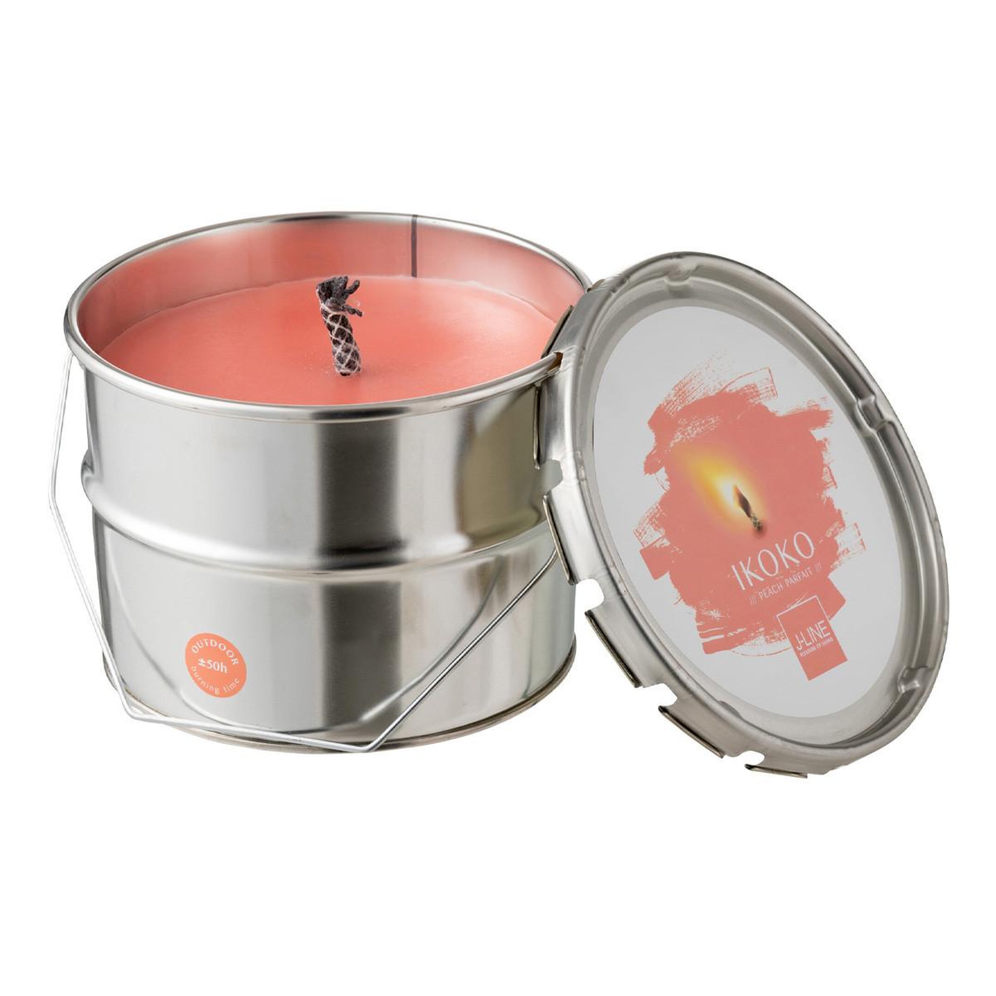 Voir la diapositive 1 : J-LINE Bougie Parfumée  Ikoko Citronnelle  18cm Saumon