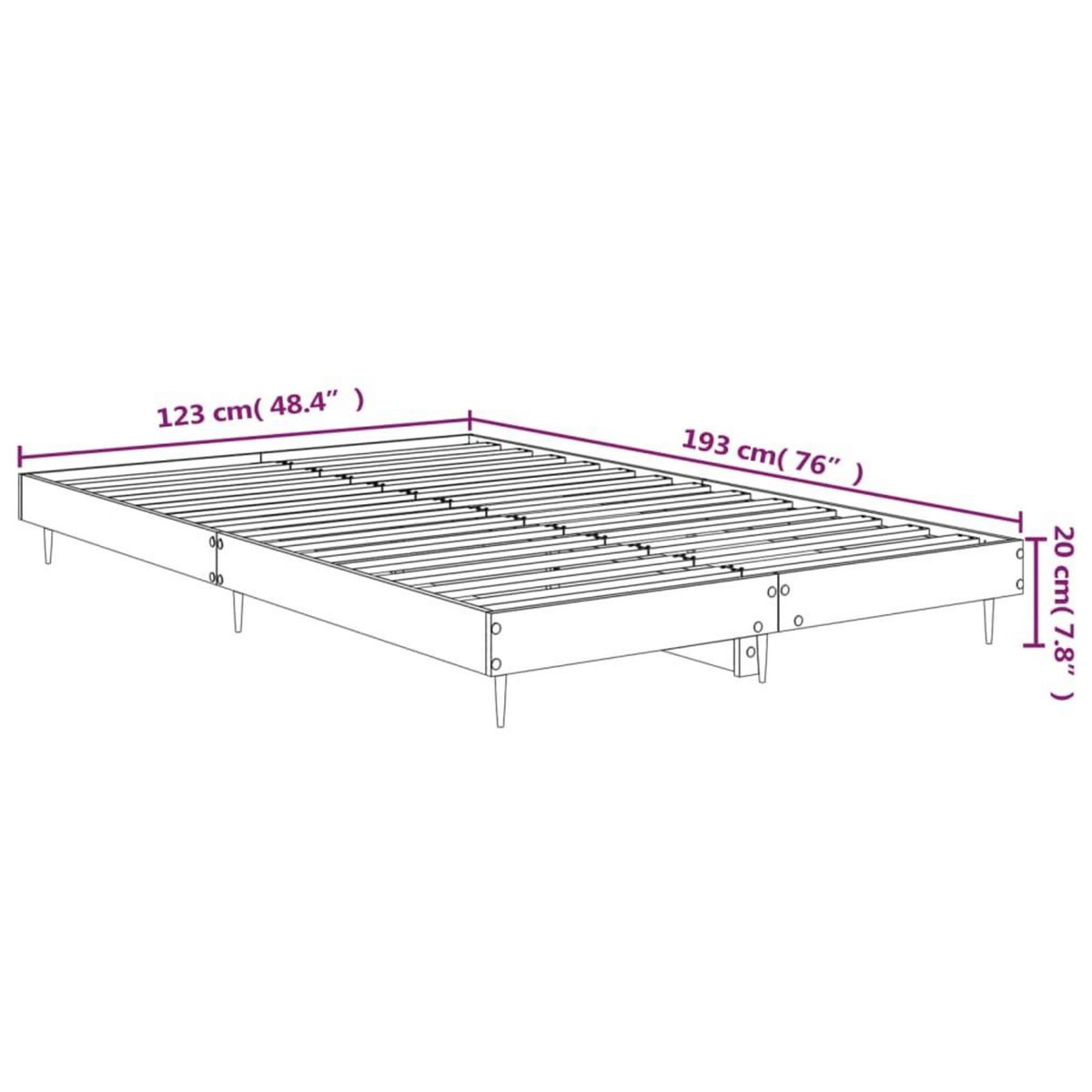 VIDAXL Cadre de lit sans matelas chene fume 120x190 cm bois ingenierie