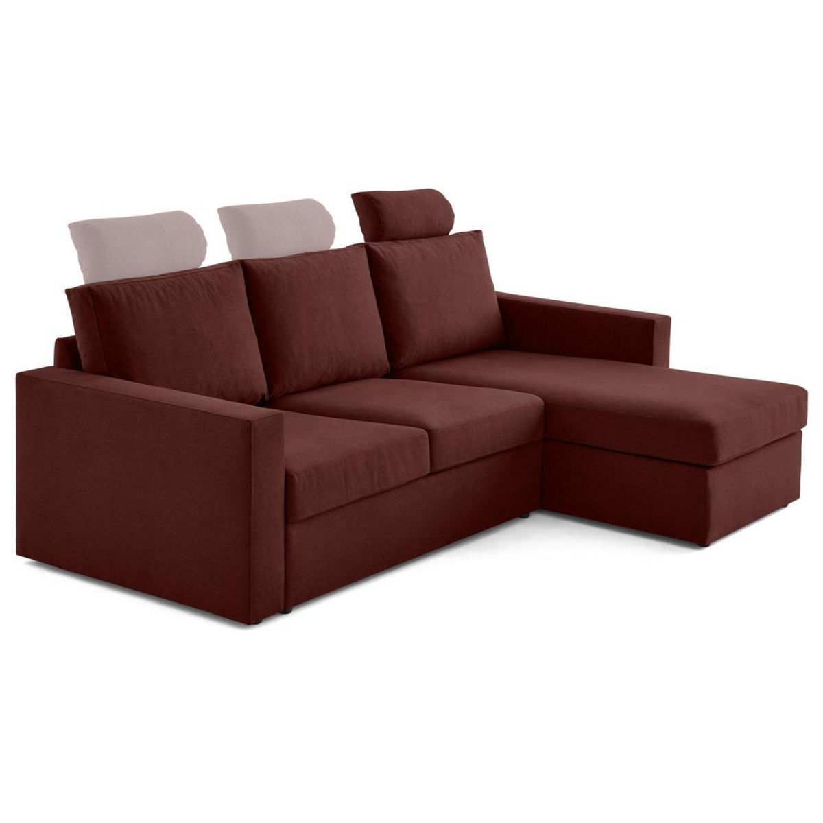 BEST MOBILIER Barrie - canapé d'angle réversible 4 places avec têtière amovible en tissu