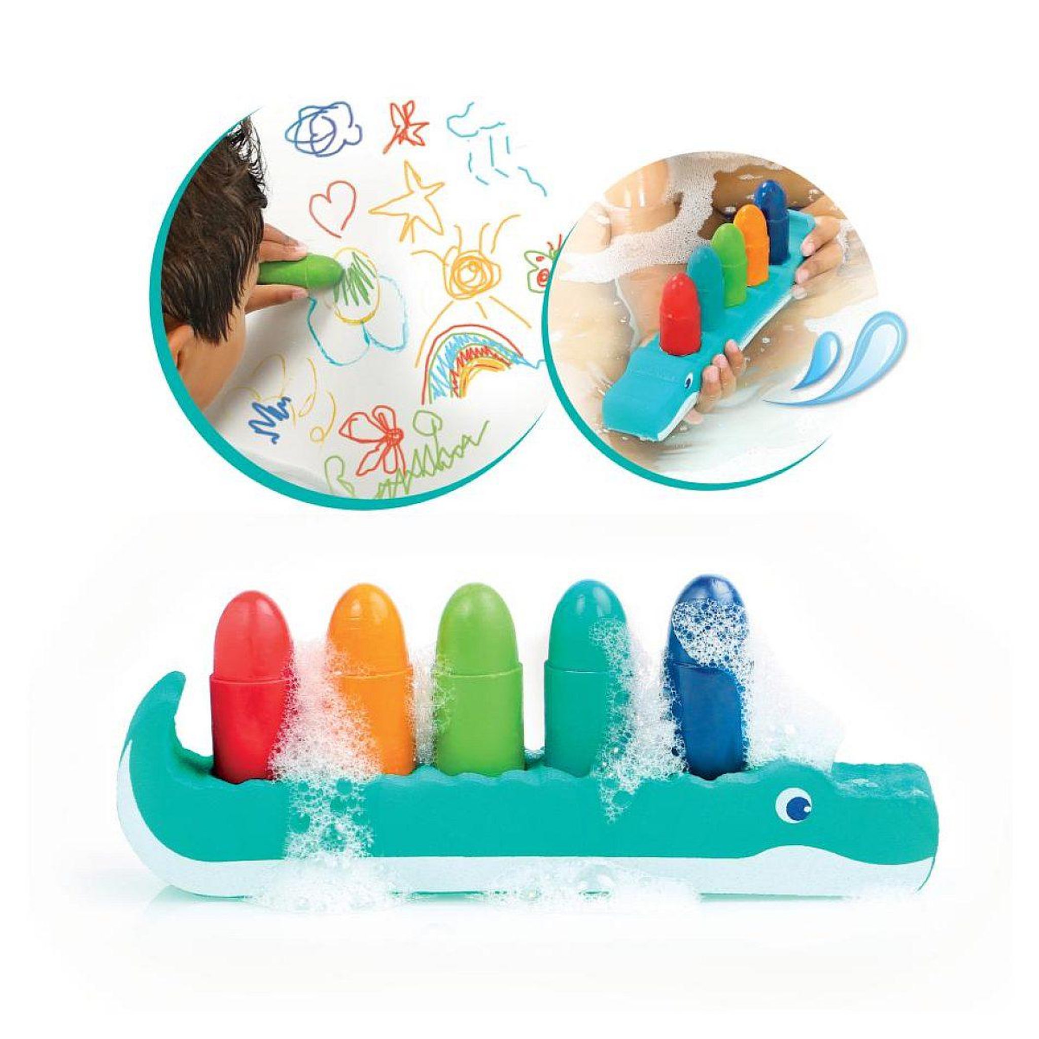 Voir la diapositive 2 : LUDI Crayons lavable de bain avec support